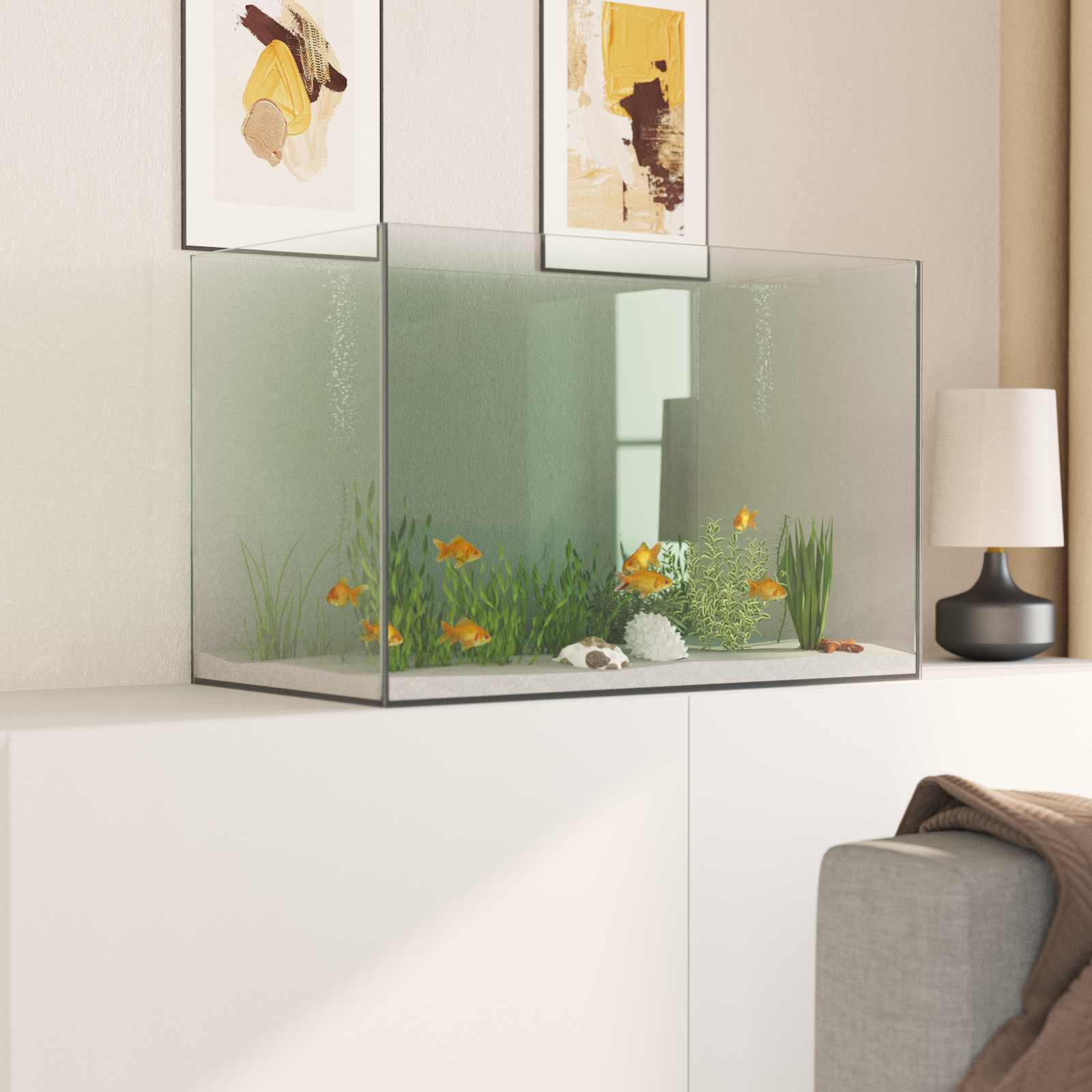 Aquarium mit Speicher Transparent 60 x 35 x 40 cm Glas