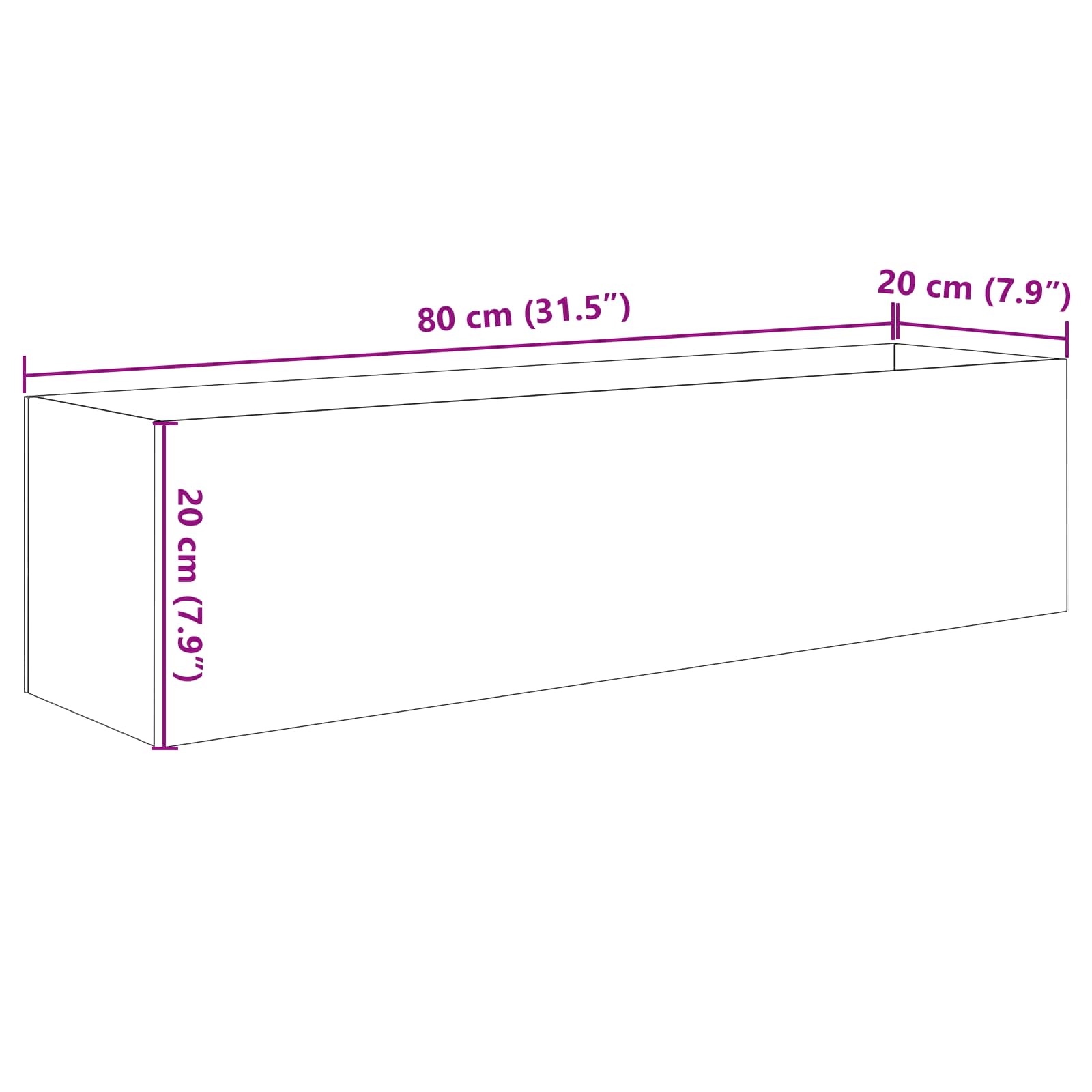 Aquarium mit Speicher Transparent 80 x 20 x 20 cm Glas