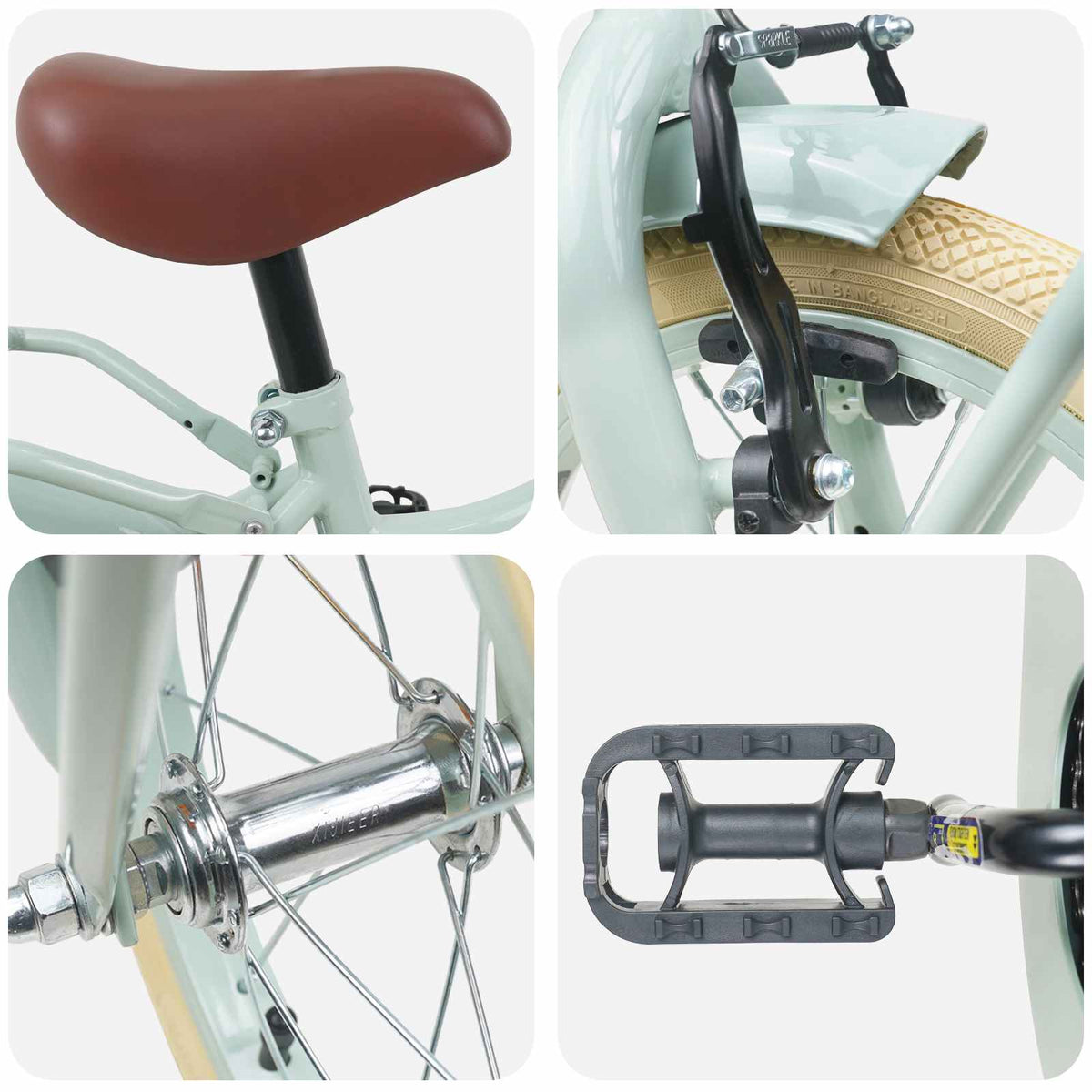 Kinderfahrrad 16 Zoll for 4-6 Years Old Hellgrün