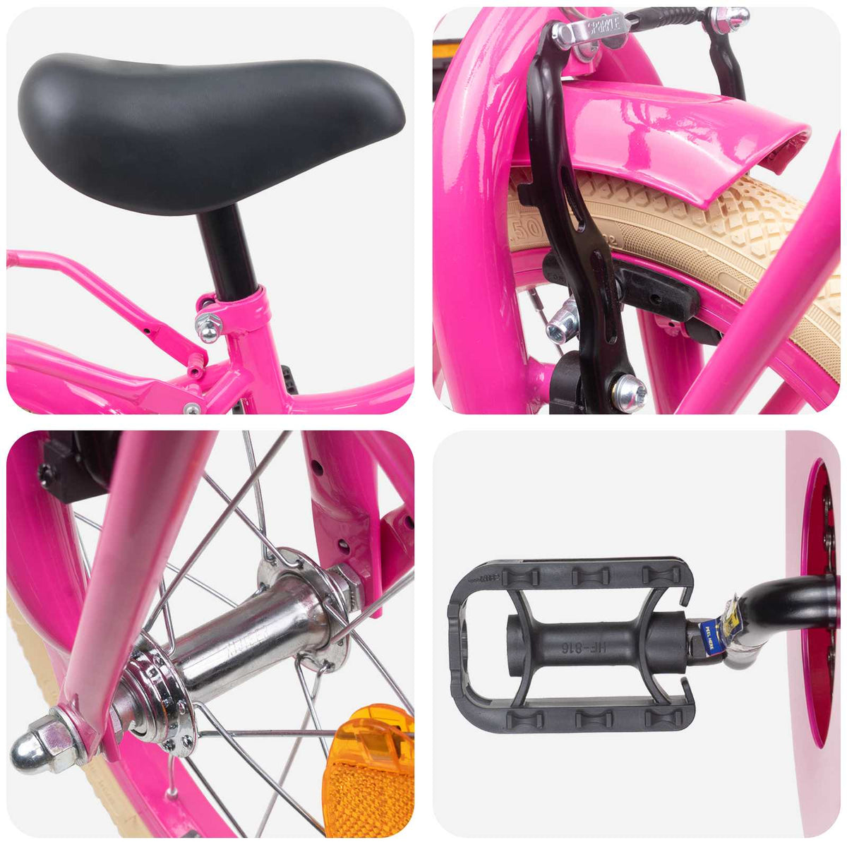 Kinderfahrrad 14 Zoll for 3-5 Years Old Dunkelrosa