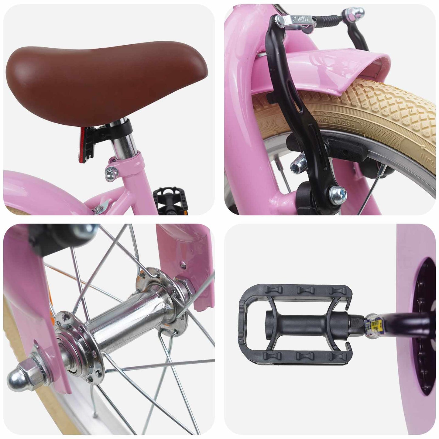 Kinderfahrrad 16 Zoll for 4-6 Years Old Hellrosa
