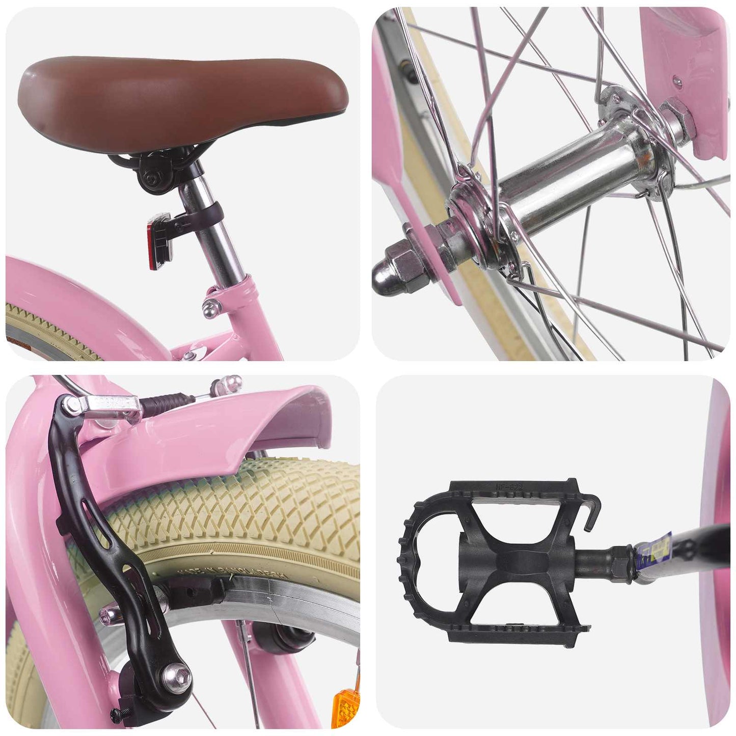 Kinderfahrrad 18 Zoll for 5-7 Years Old Hellrosa