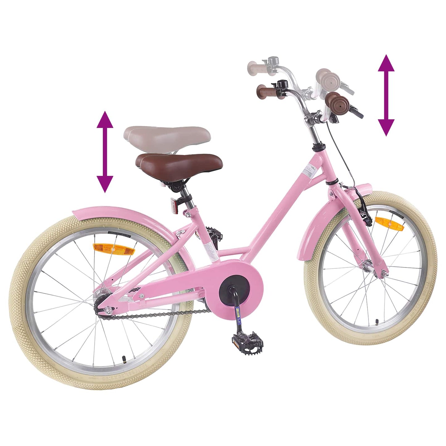 Kinderfahrrad 18 Zoll for 5-7 Years Old Hellrosa