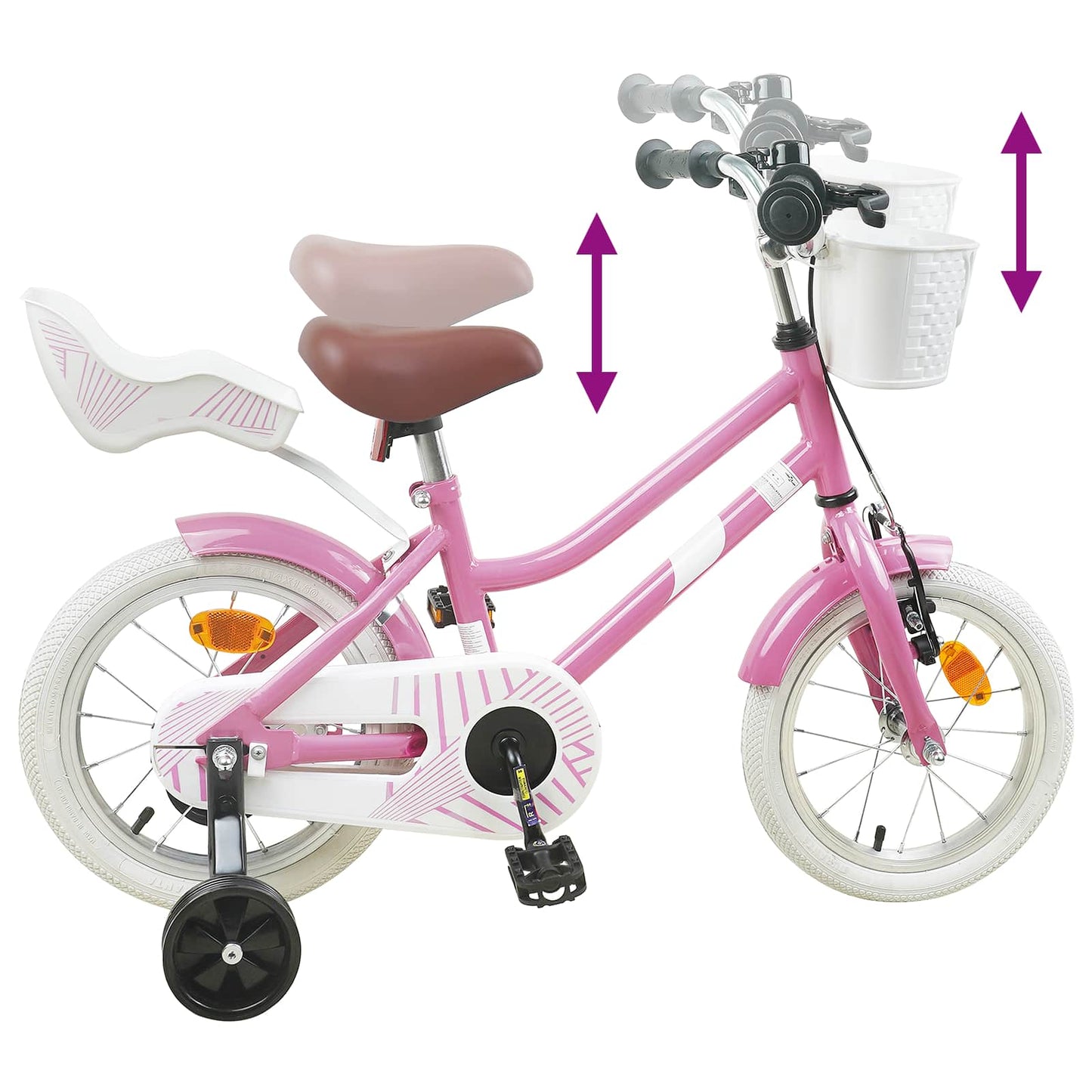 Kinderfahrrad 12 Zoll für 2-4 Jahre alt Hellrosa