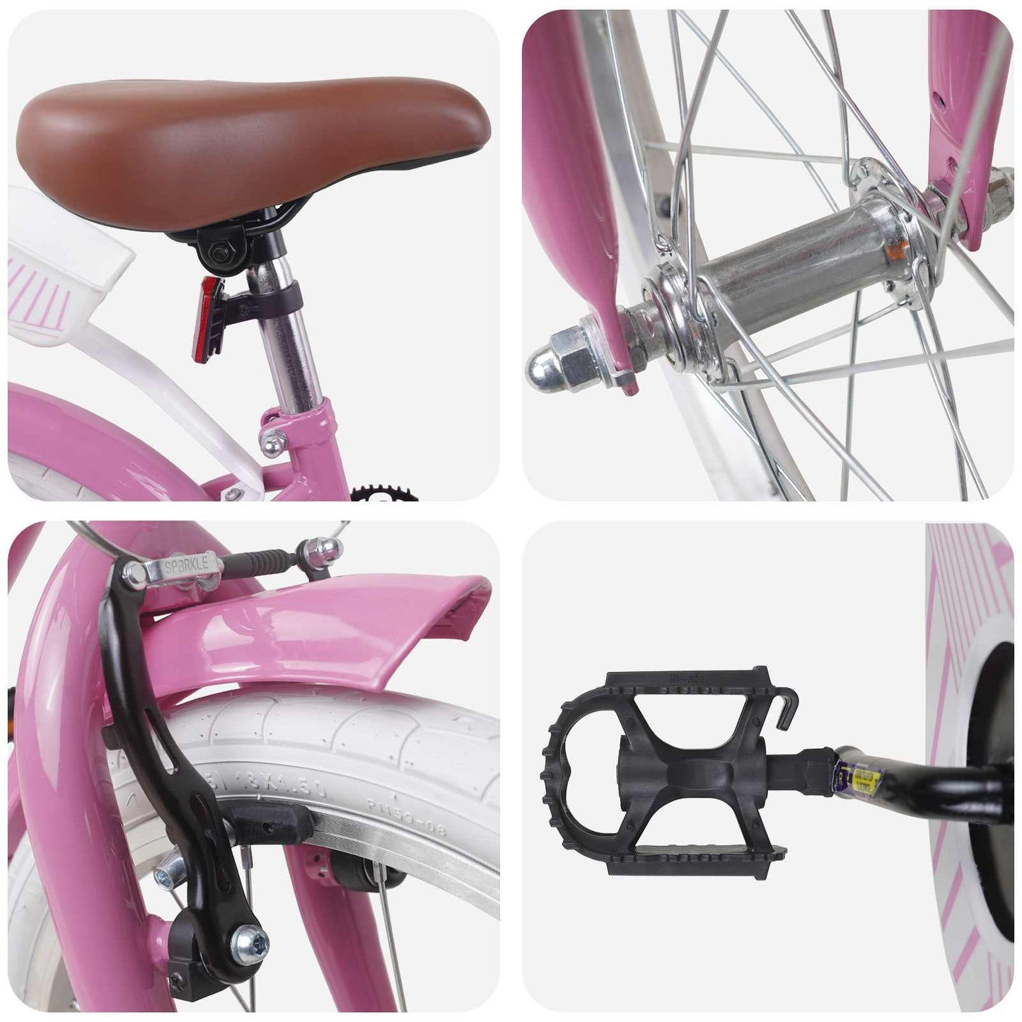 Kinderfahrrad 18 Zoll für 5-7 Jahre alt Hellrosa