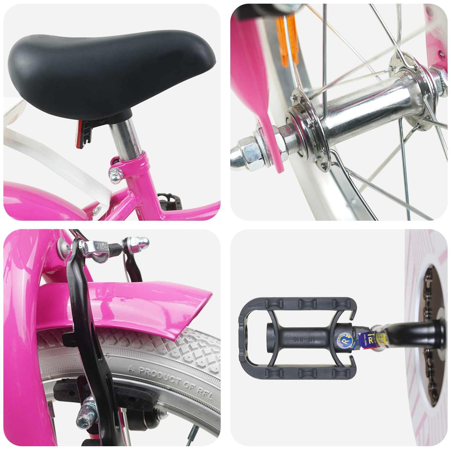 Kinderfahrrad 12 Zoll für 2-4 Jahre alt Dunkelrosa