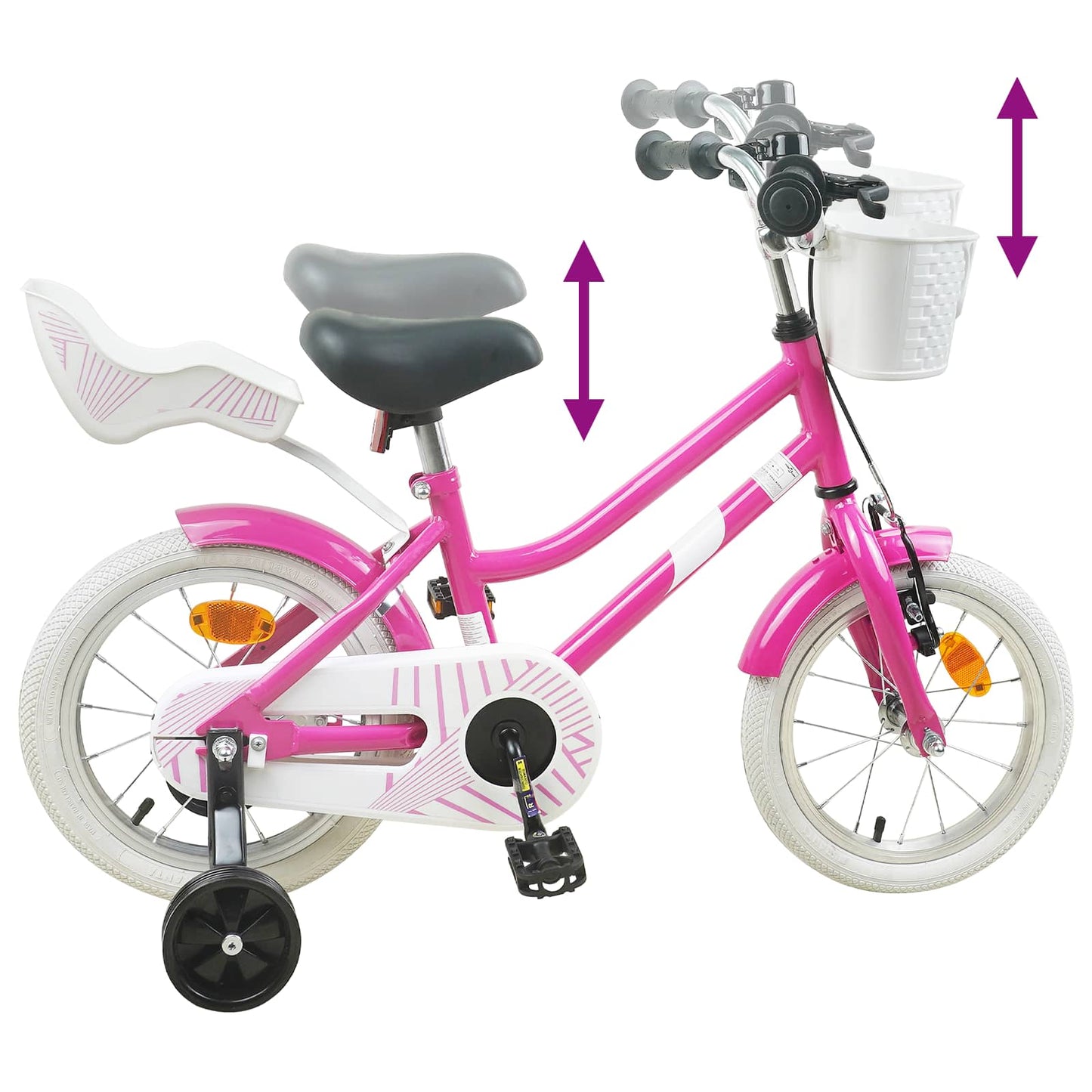 Kinderfahrrad 12 Zoll für 2-4 Jahre alt Dunkelrosa