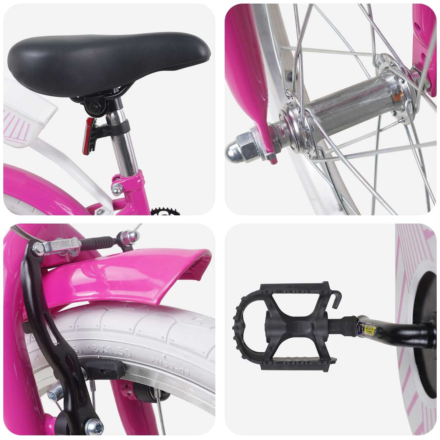 Kinderfahrrad 18 Zoll für 5-7 Jahre alt Dunkelrosa
