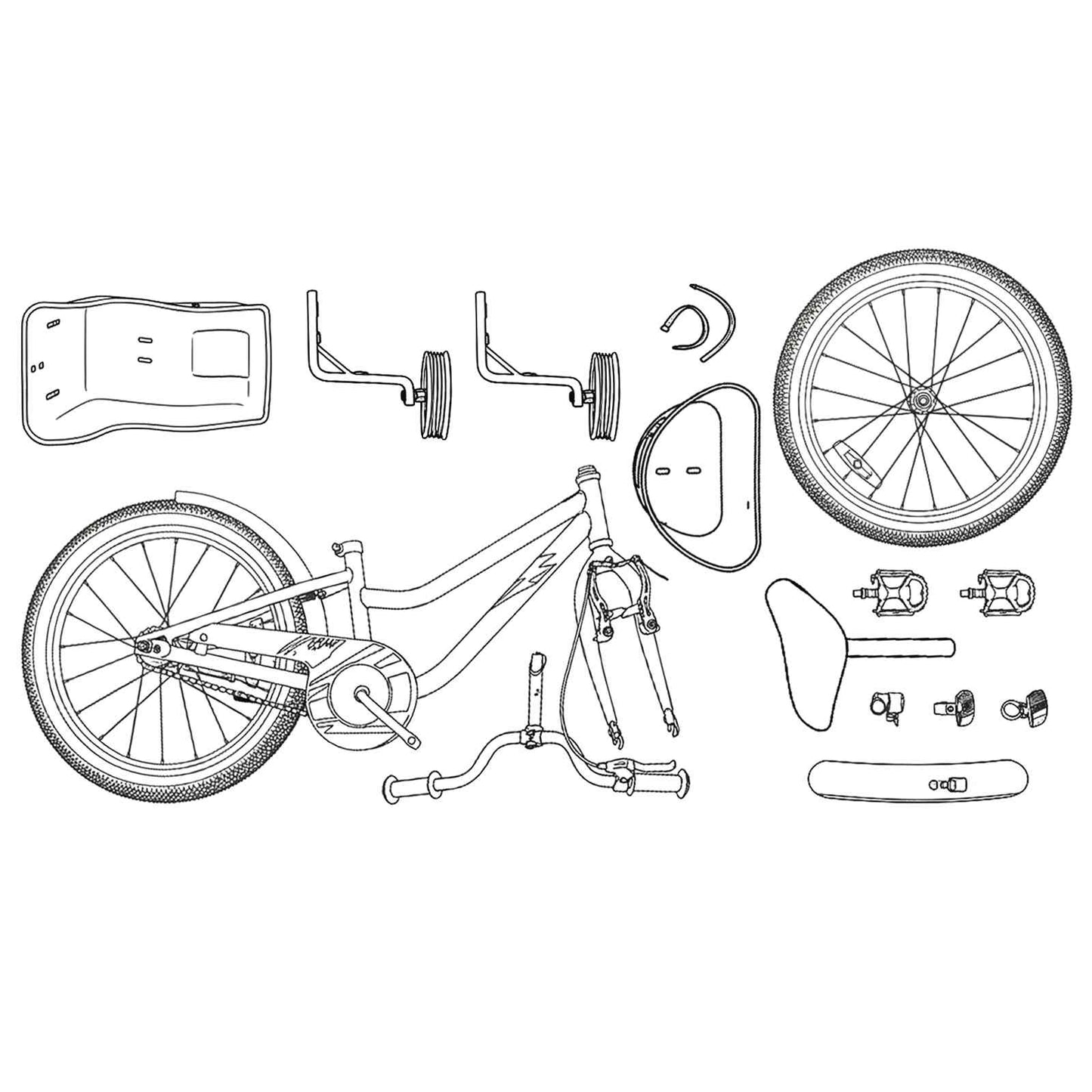 Kinderfahrrad 14 Zoll für 3-5 Jahre alt Weiß