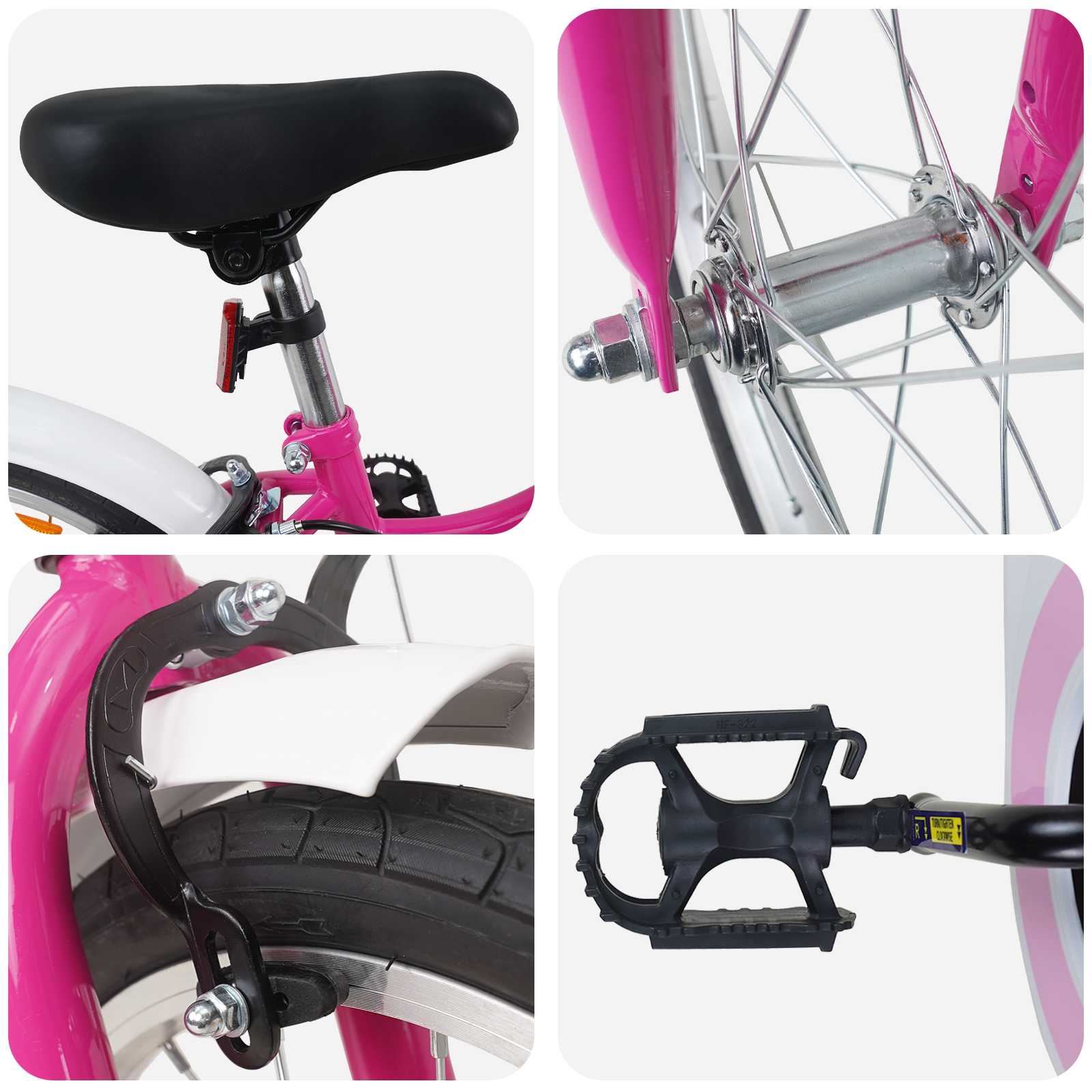 Kinderfahrrad 18 Zoll for 5-7 Years Old Pink Weiß