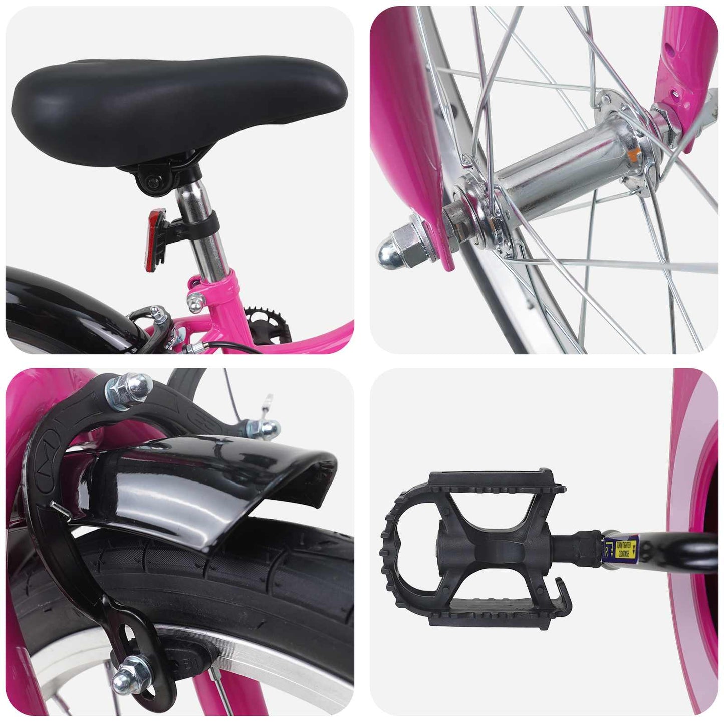 Kinderfahrrad 18 Zoll for 5-7 Years Old Pink Schwarz