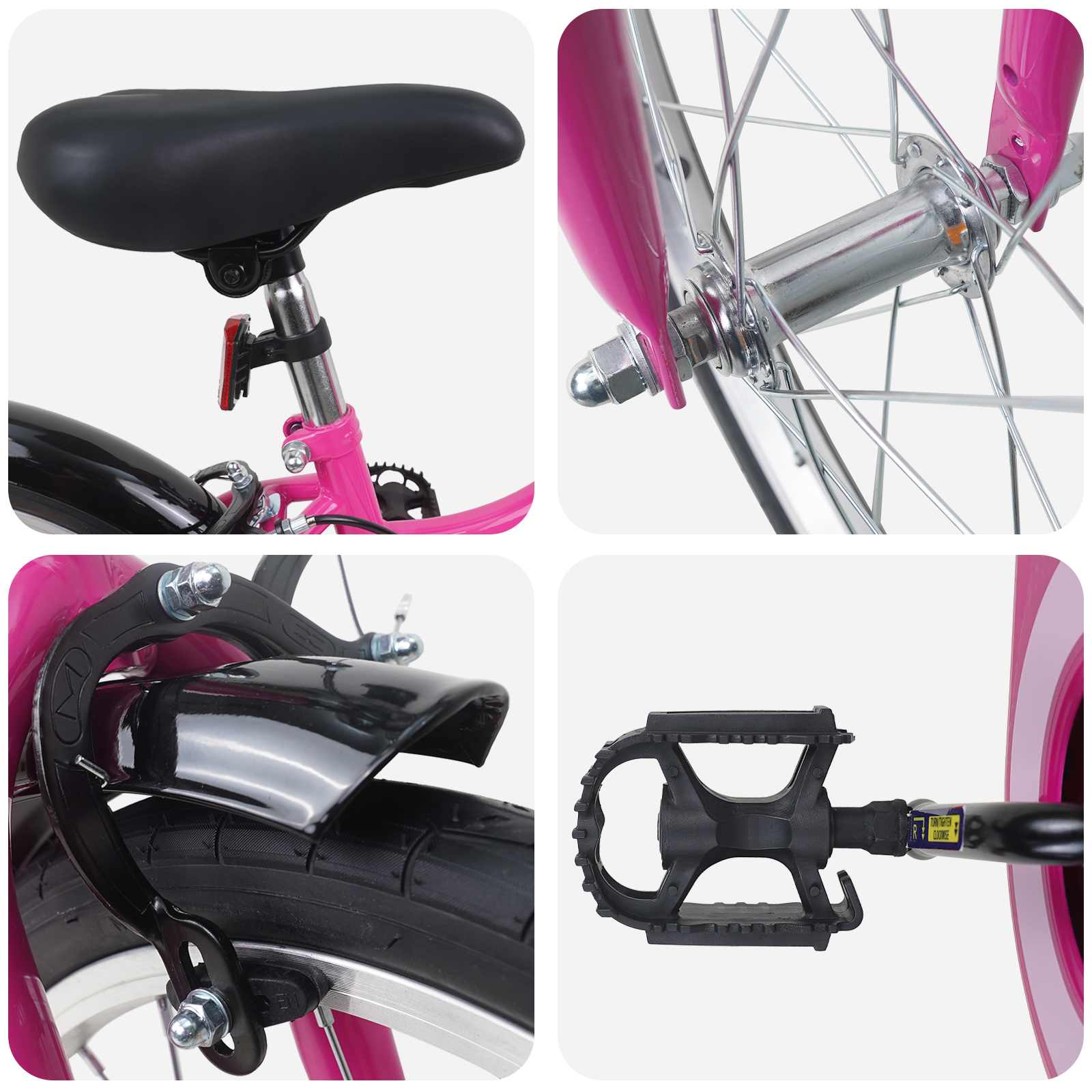 Kinderfahrrad 18 Zoll for 5-7 Years Old Pink Schwarz