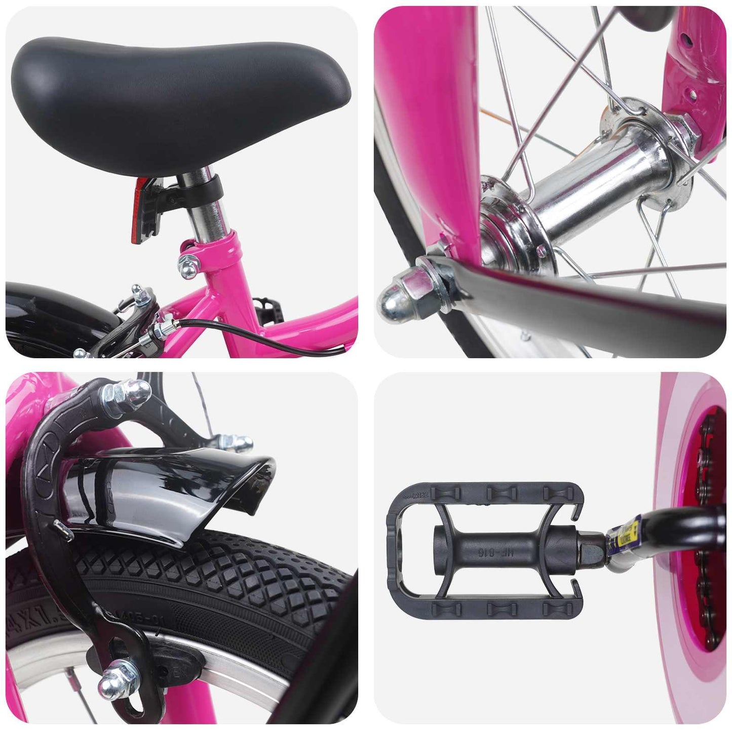 Kinderfahrrad 14 Zoll for 3-5 Years Old Rosa und Schwarz