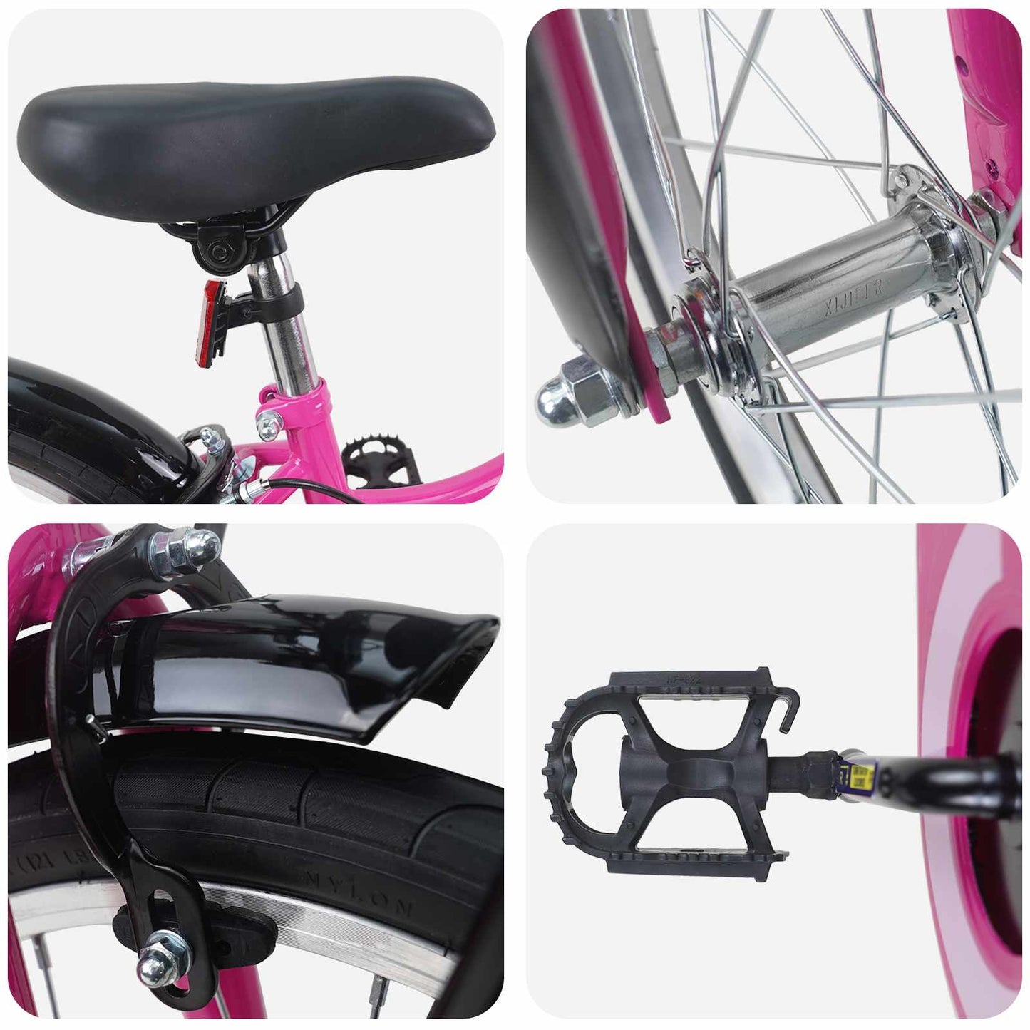 Kinderfahrrad 18 Zoll for 5-7 Years Old Rosa und Schwarz