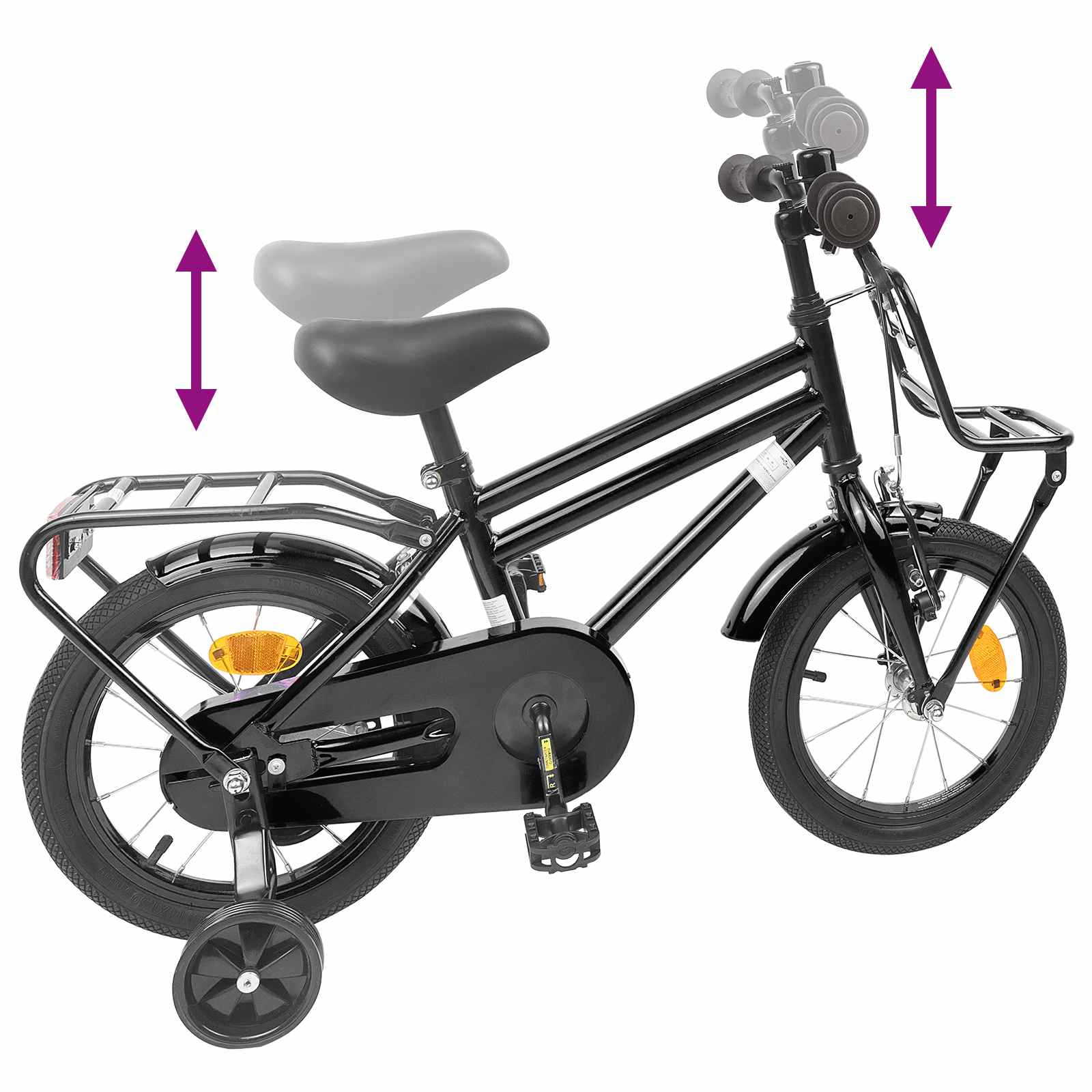 Kinderfahrrad 14 Zoll for 3-5 Years Old Schwarz