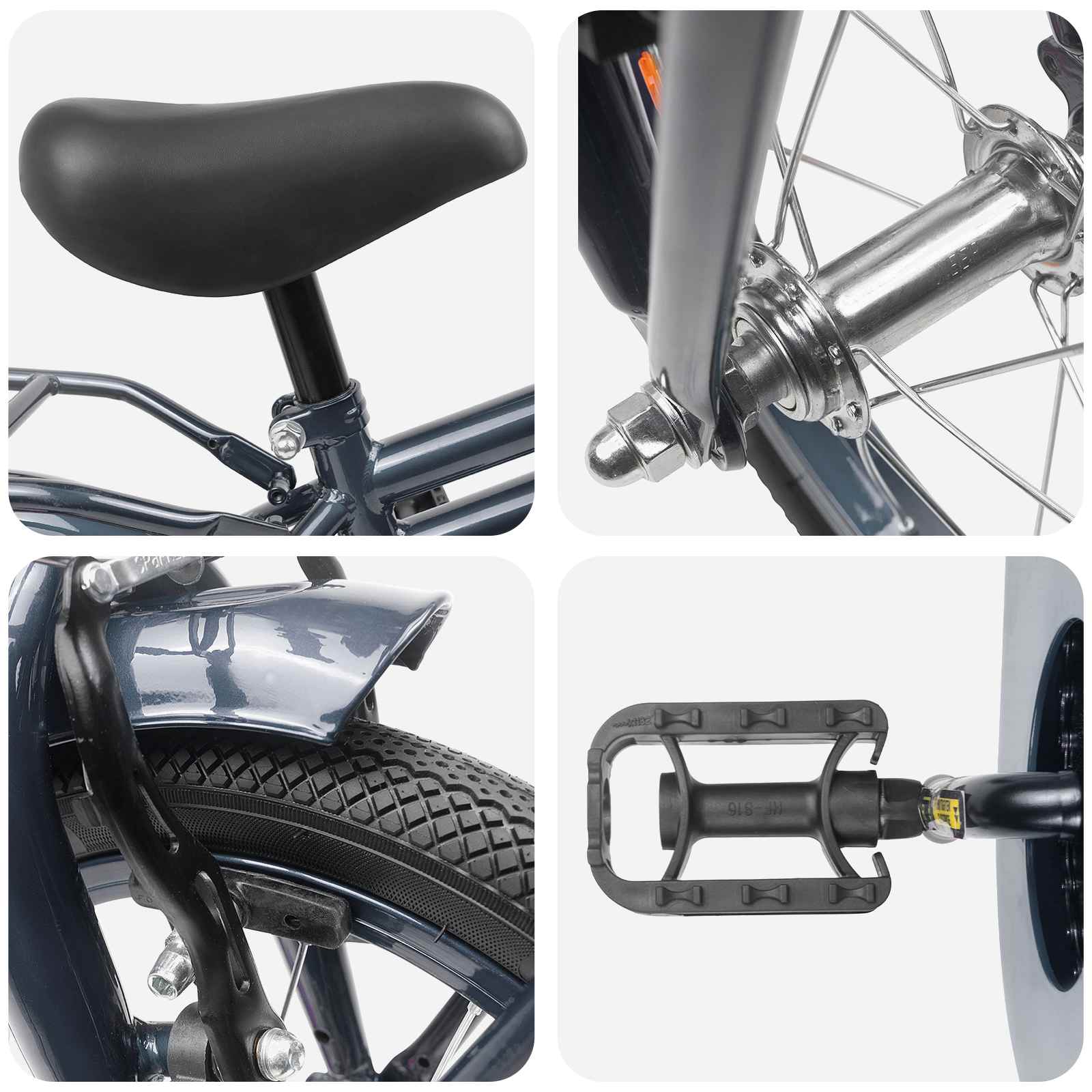 Kinderfahrrad 16 Zoll for 4-6 Years Old Dunkelgrau