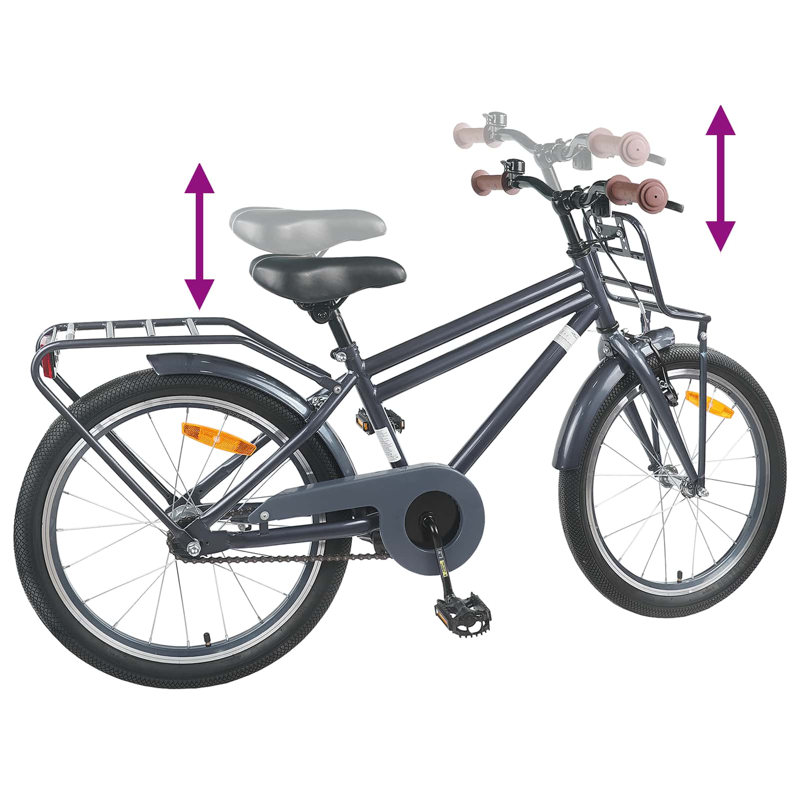 Kinderfahrrad 22 Zoll for 7-12 Years Old Dunkelgrau