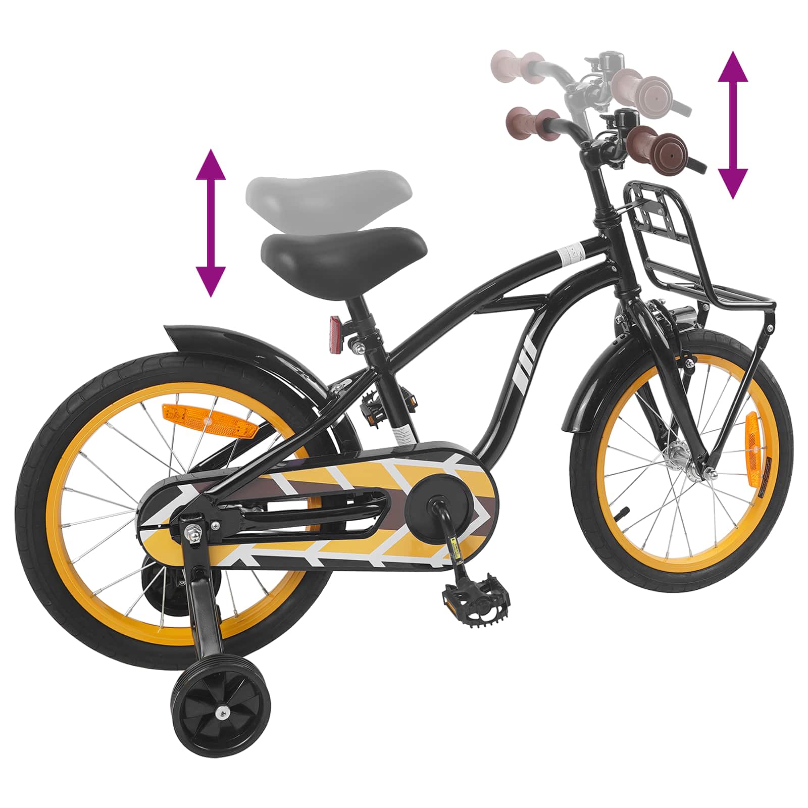 Kinderfahrrad 16 Zoll for 4-6 Years Old Schwarz