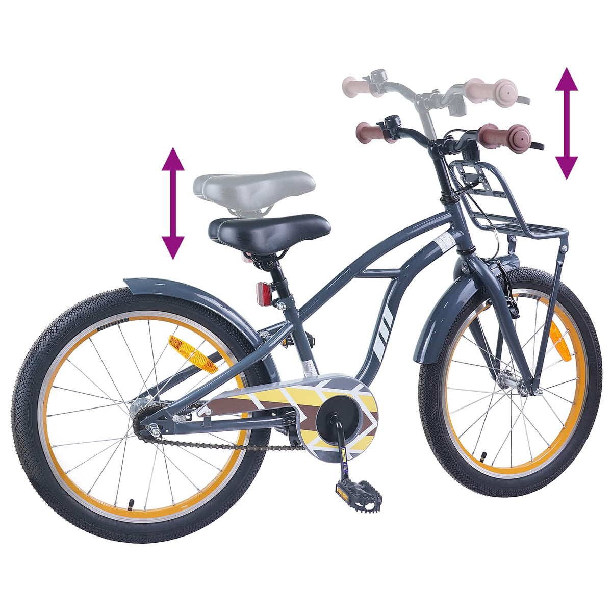 Kinderfahrrad 22 Zoll für 7-12 Jahre alt Dunkelgrau