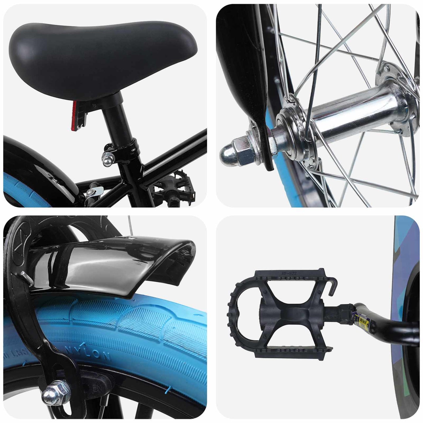 Kinderfahrrad 16 Zoll für 4-6 Jahre alt Schwarz