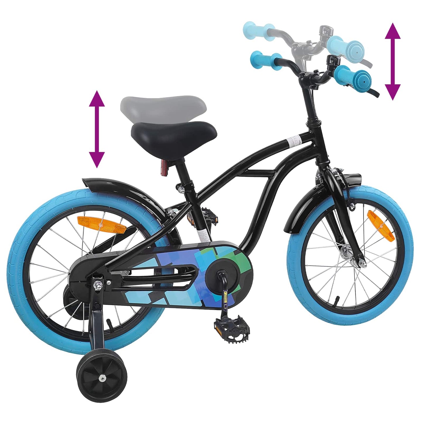 Kinderfahrrad 16 Zoll für 4-6 Jahre alt Schwarz