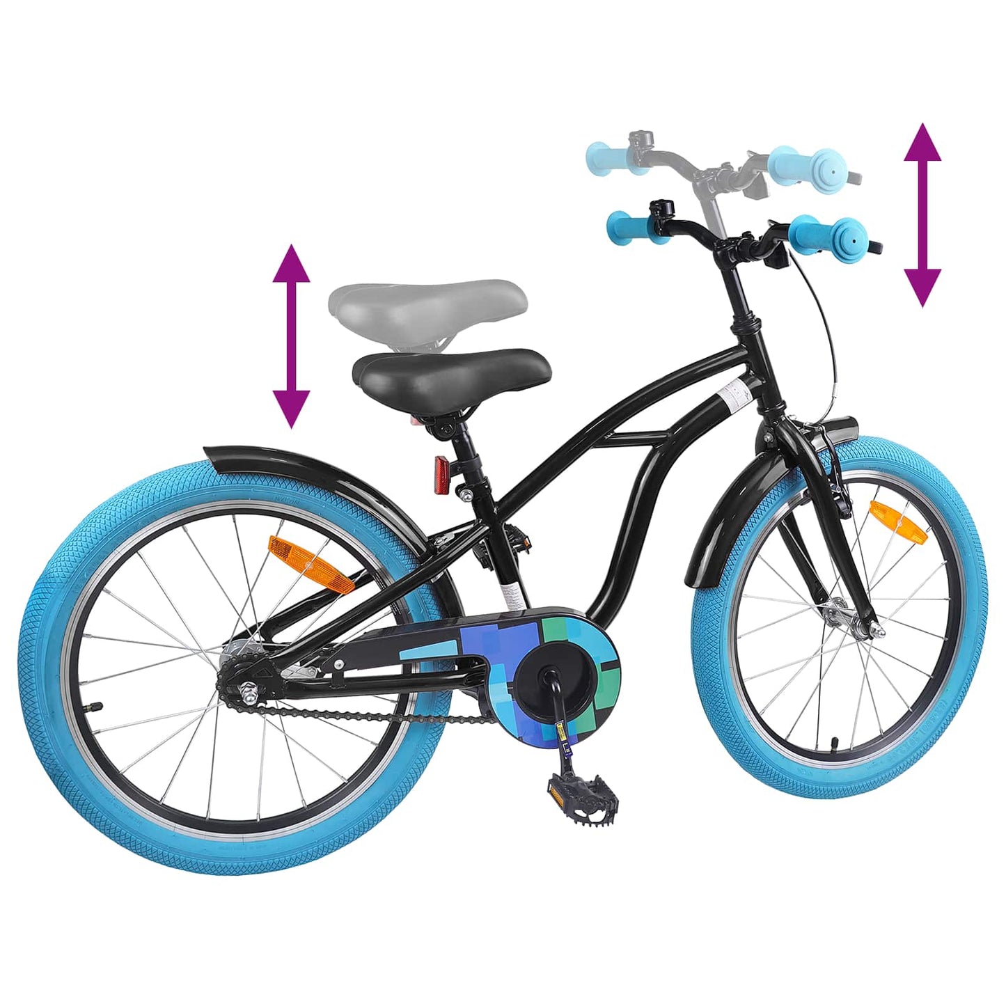 Kinderfahrrad 22 Zoll für 7-12 Jahre alt Schwarz
