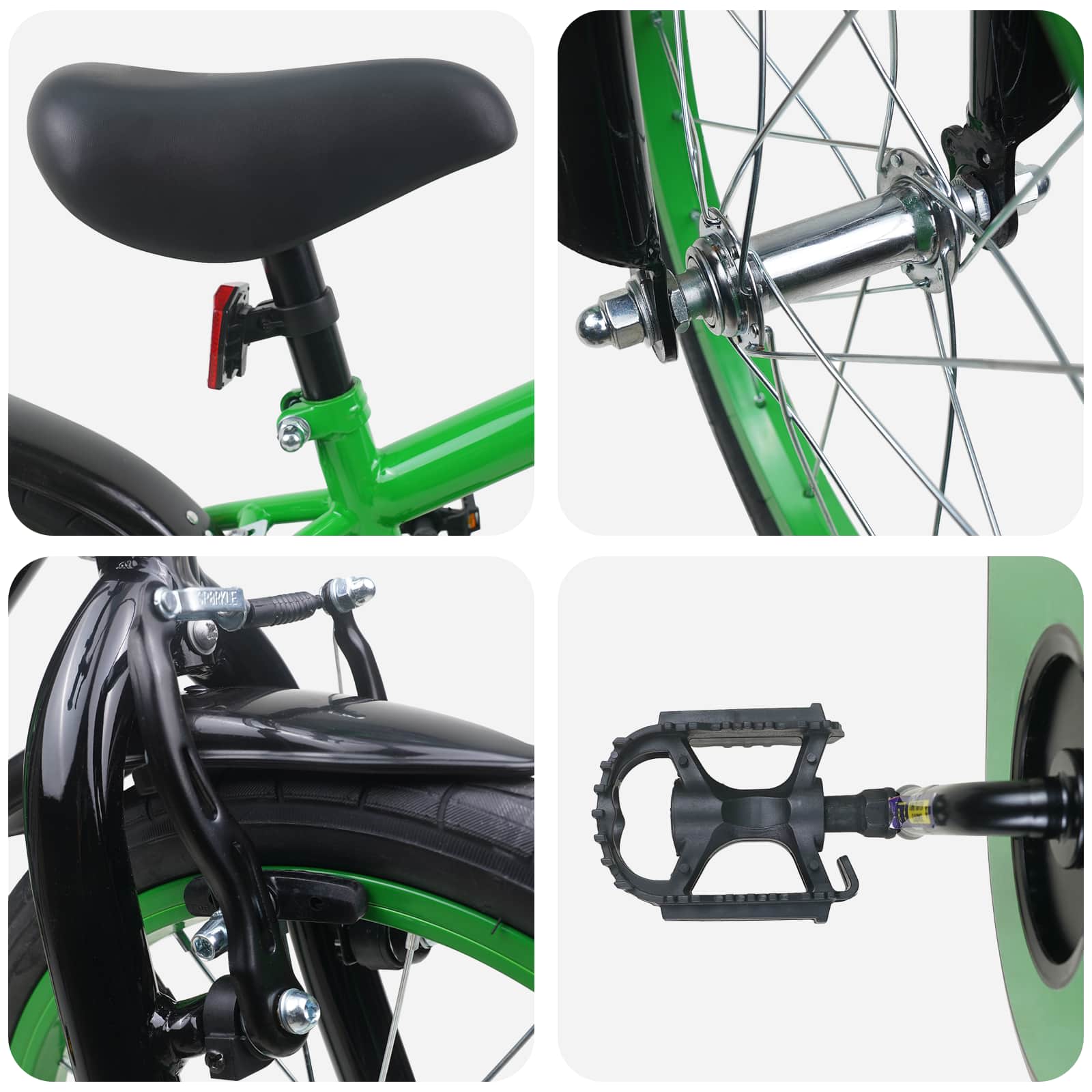 Kinderfahrrad 16 Zoll für 4-6 Jahre alt Grün Schwarz