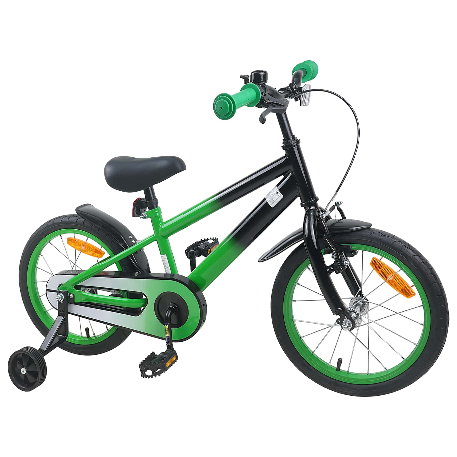 Kinderfahrrad 16 Zoll für 4-6 Jahre alt Grün Schwarz