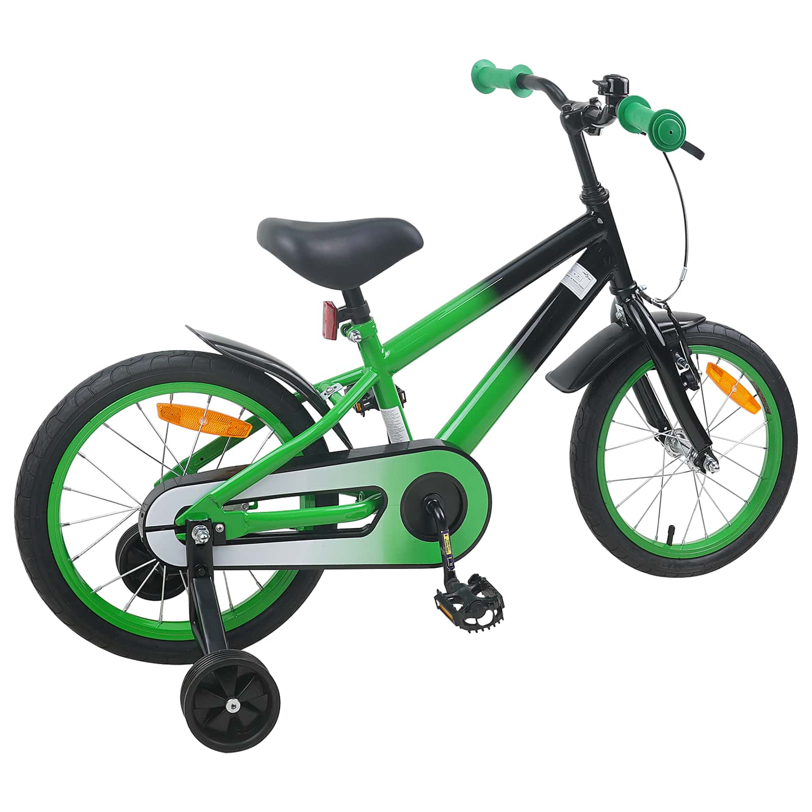 Kinderfahrrad 16 Zoll für 4-6 Jahre alt Grün Schwarz
