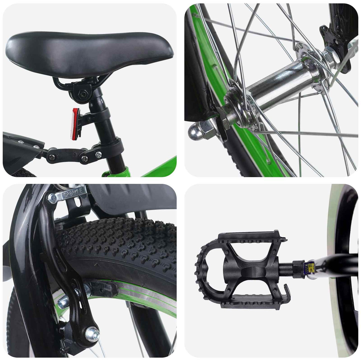 Kinderfahrrad 18 Zoll für 5-7 Jahre alt Grün Schwarz