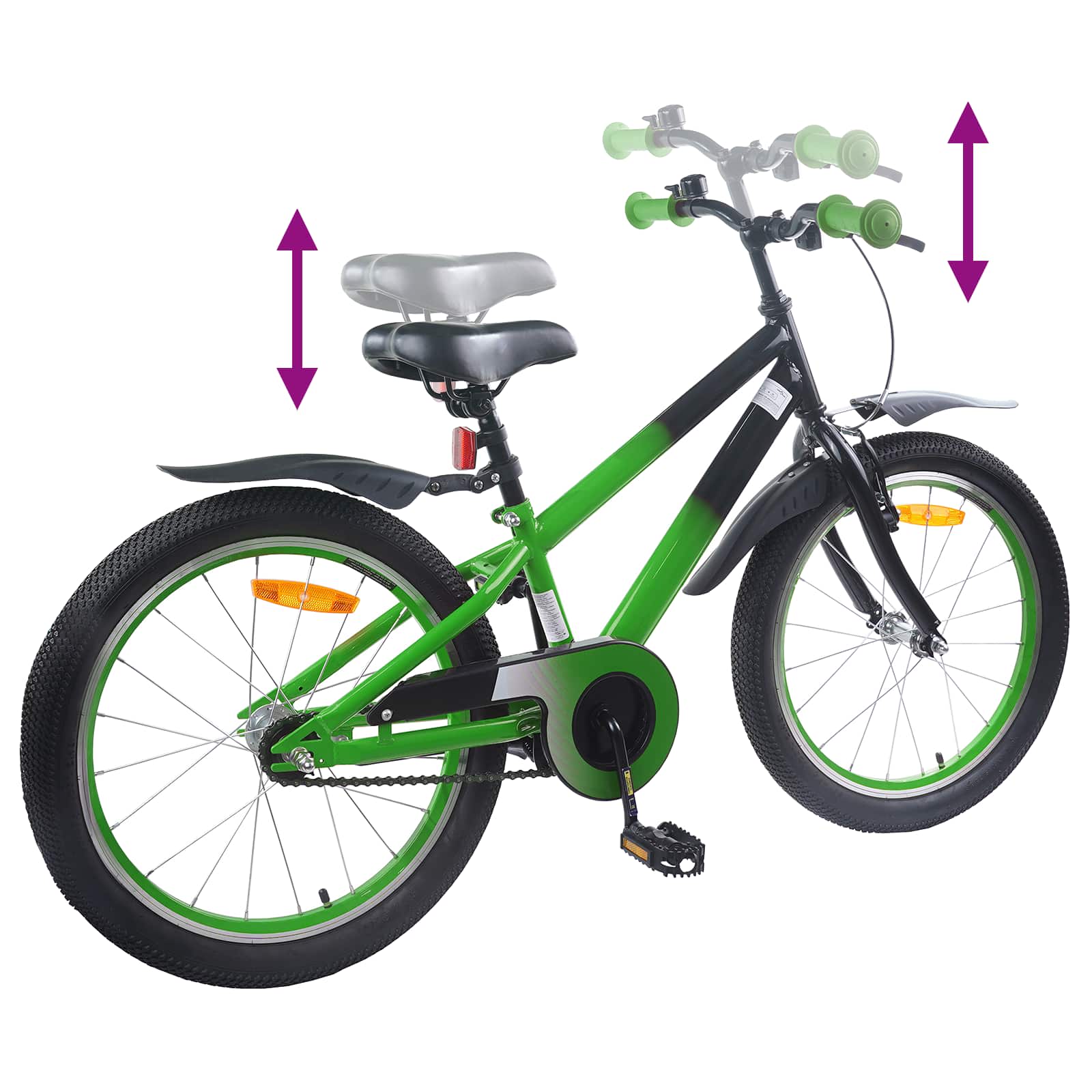 Kinderfahrrad 20 Zoll für 6-11 Jahre alt Grün Schwarz