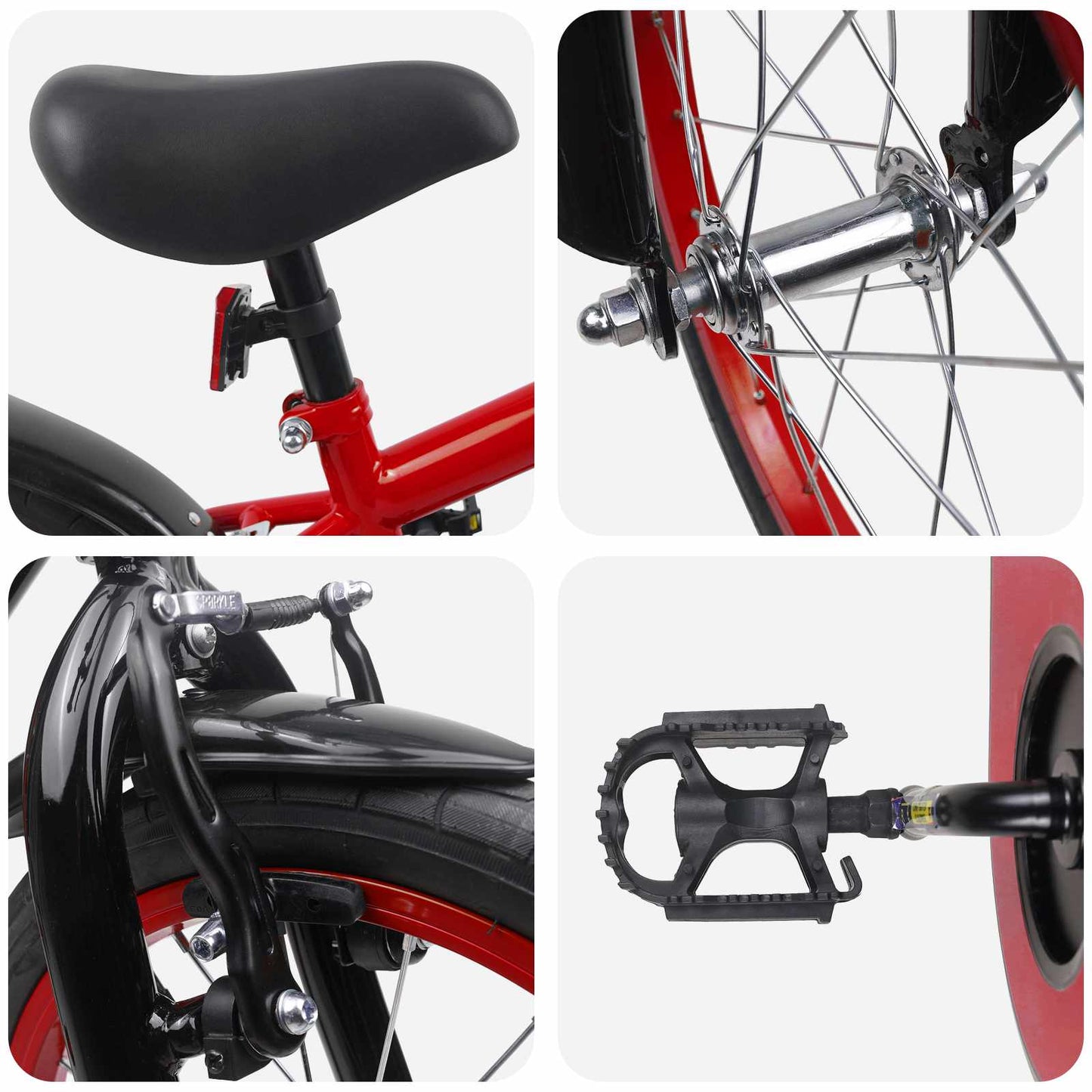 Kinderfahrrad 16 Zoll für 4-6 Jahre alt Rot Schwarz