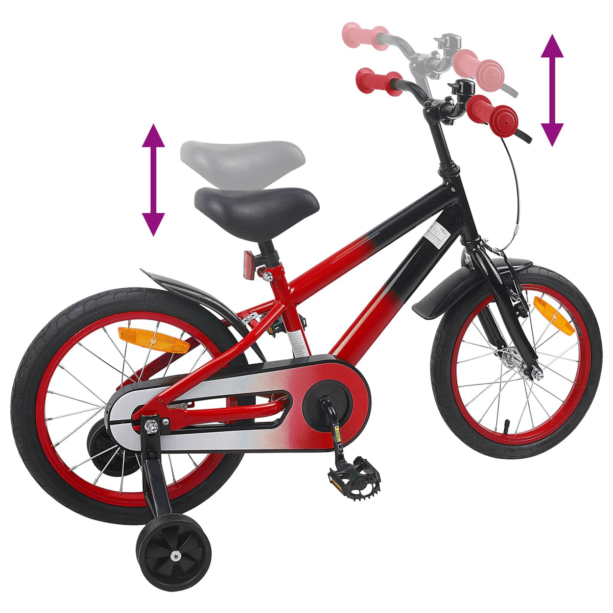 Kinderfahrrad 16 Zoll für 4-6 Jahre alt Rot Schwarz