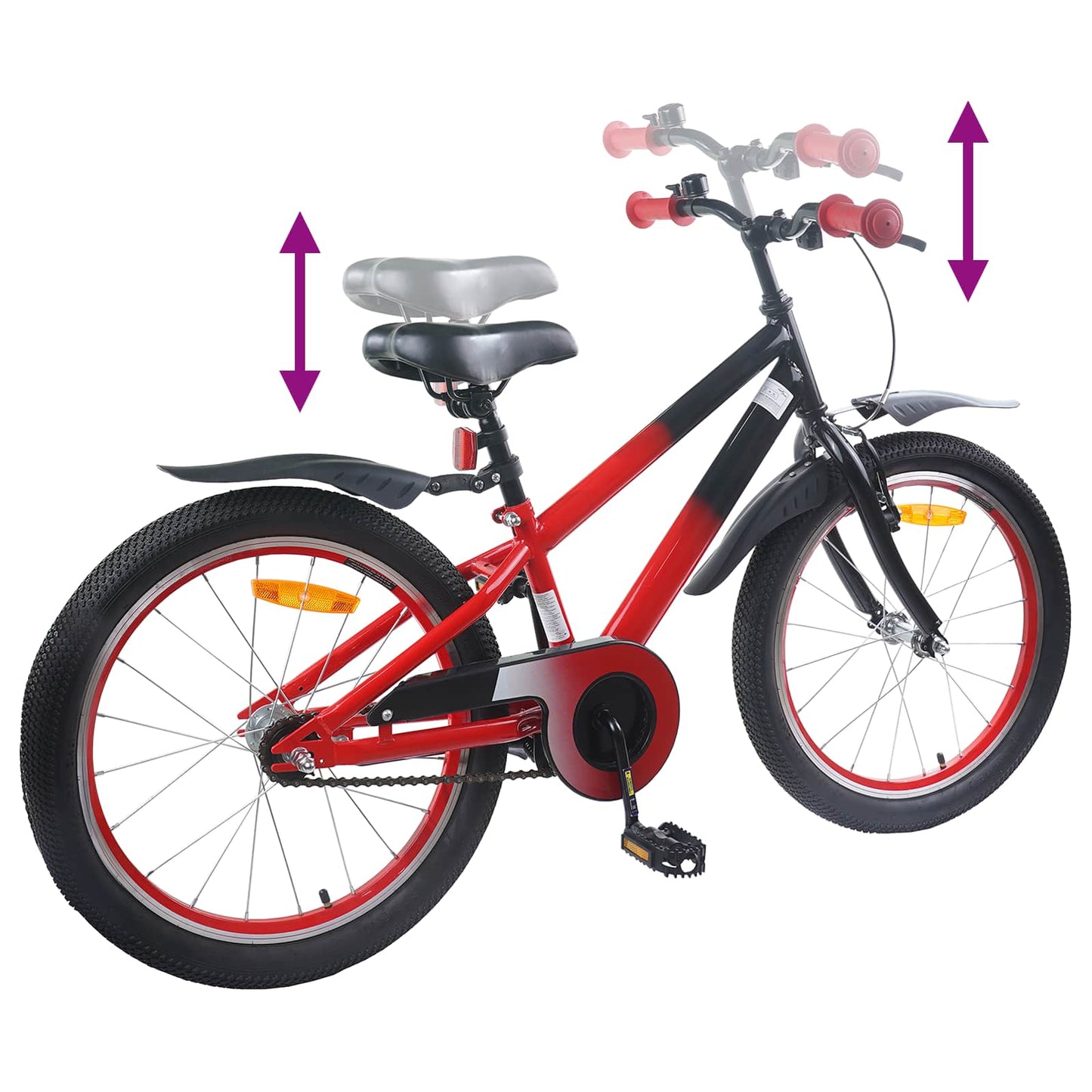 Kinderfahrrad 20 Zoll für 6-11 Jahre alt Rot und Schwarz