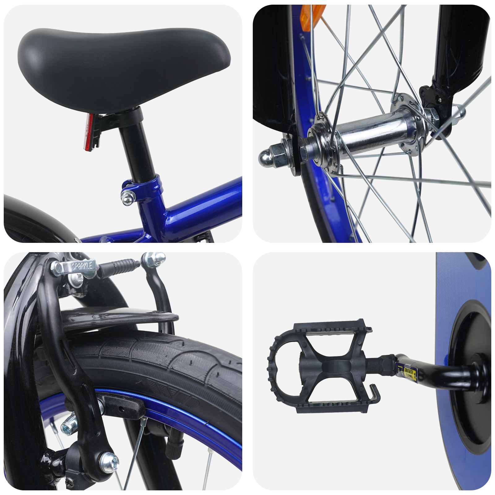 Kinderfahrrad 16 Zoll für 4-6 Jahre alt Blau Schwarz