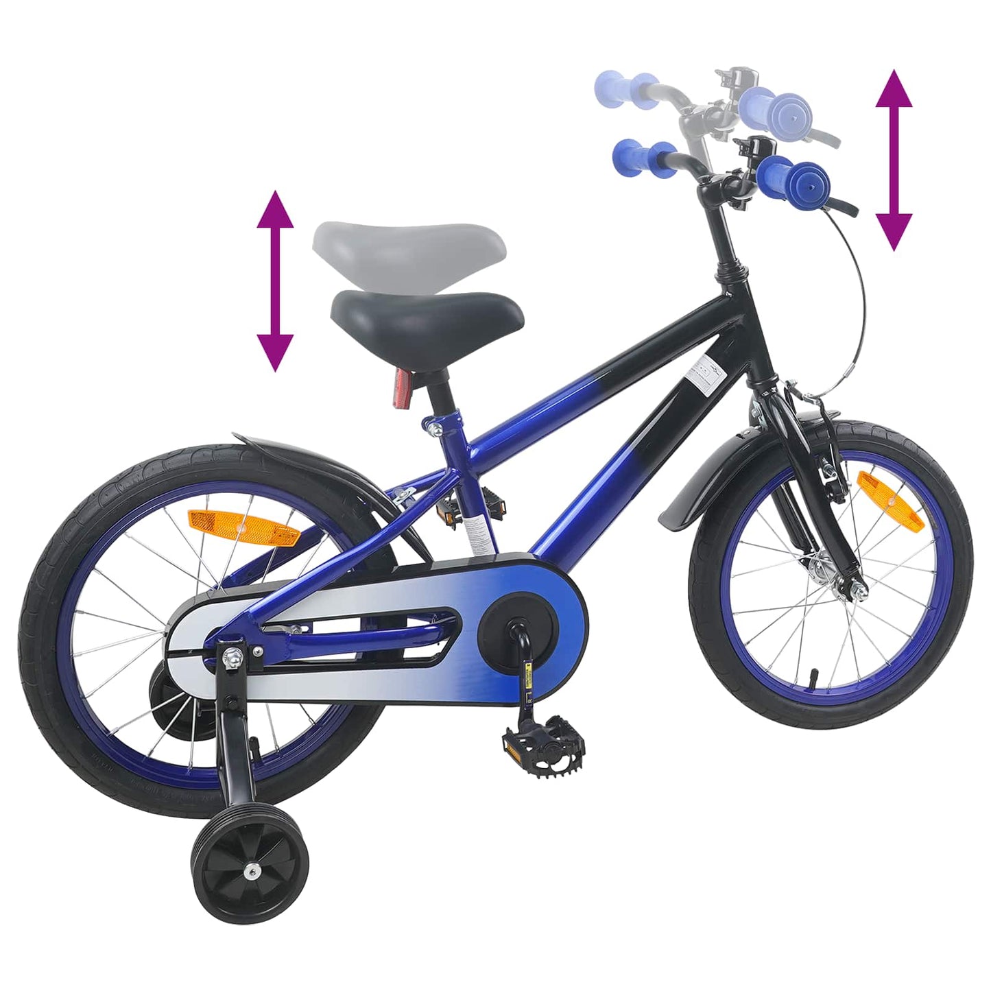 Kinderfahrrad 16 Zoll für 4-6 Jahre alt Blau Schwarz