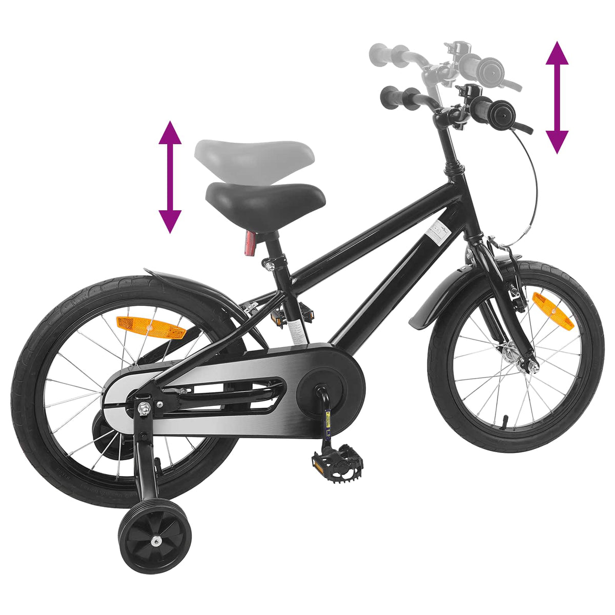 Kinderfahrrad 16 Zoll für 4-6 Jahre alt Schwarz