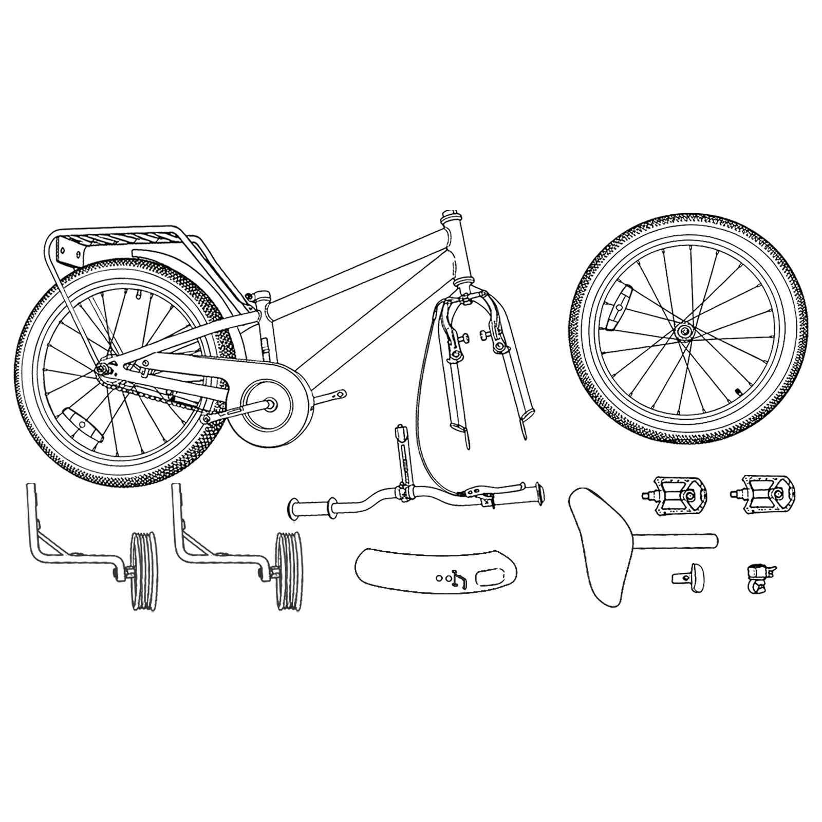Kinderfahrrad 14 Zoll for 3-5 Years Old Himmelblau