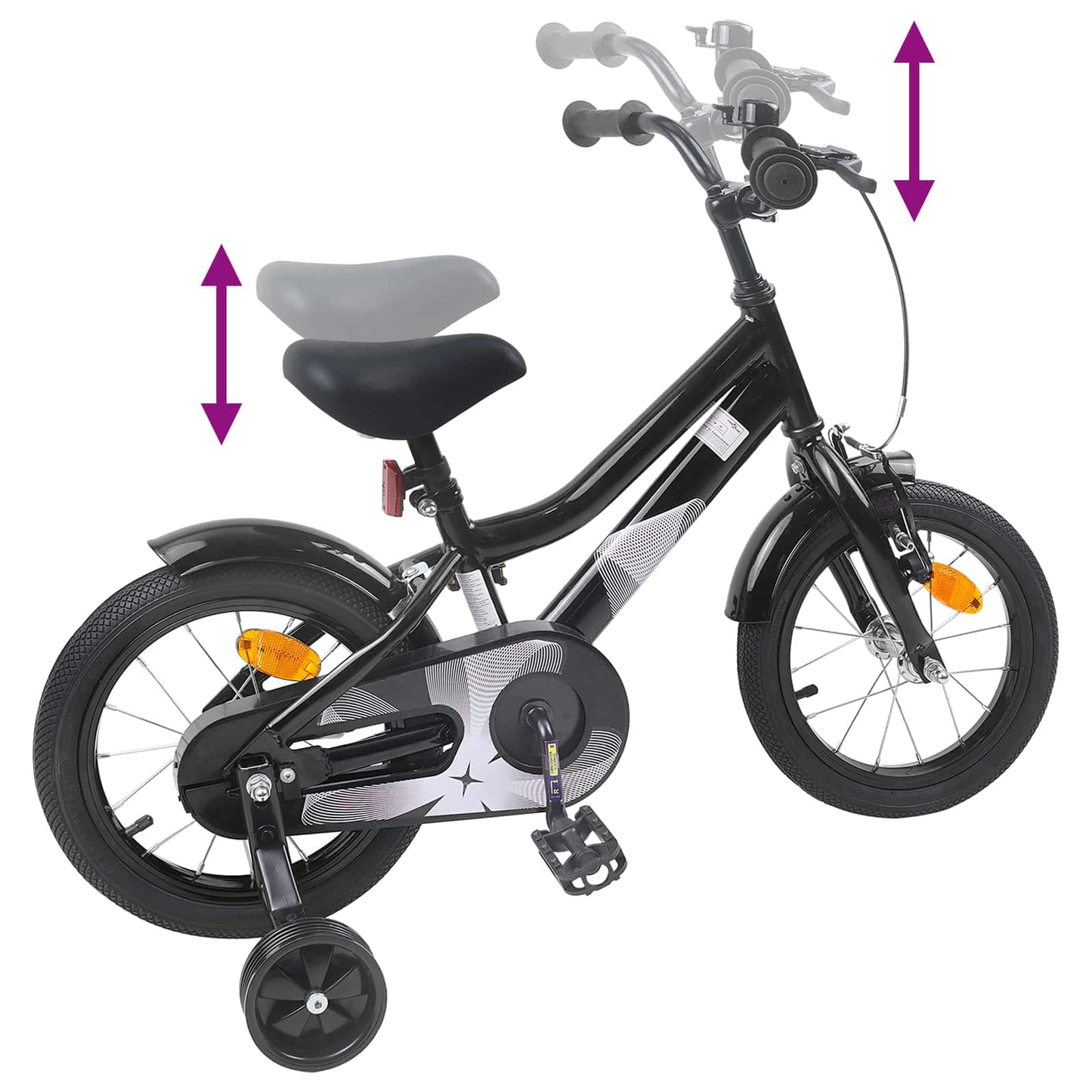 Kinderfahrrad 14 Zoll for 3-5 Years Old Schwarz