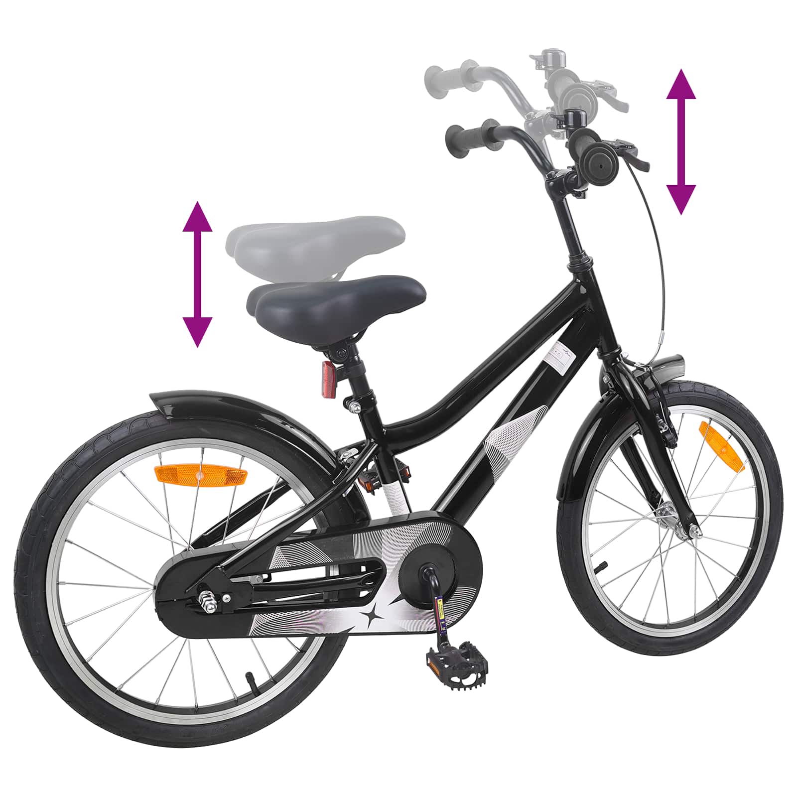 Kinderfahrrad 18 Zoll for 5-7 Years Old Schwarz