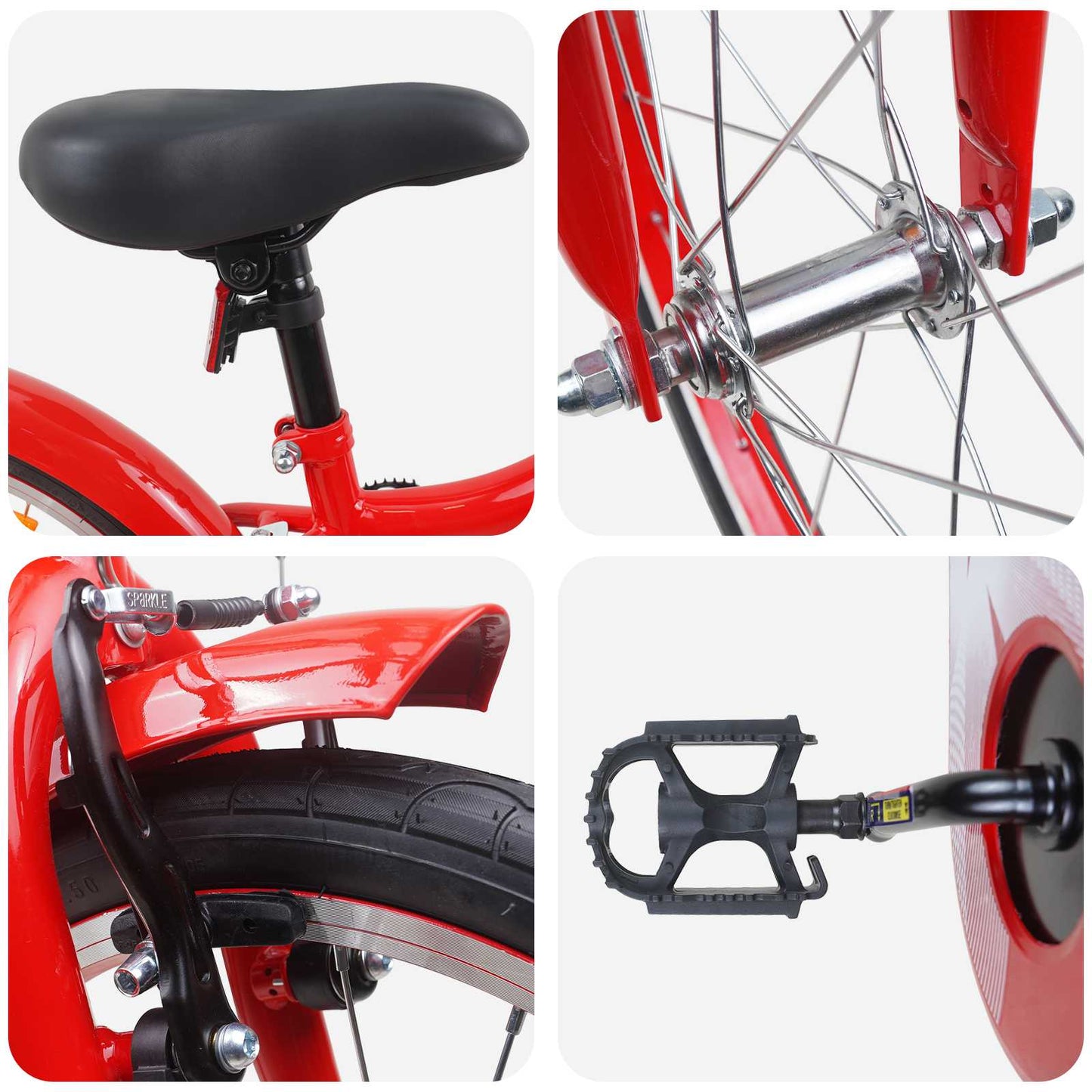 Kinderfahrrad 18 Zoll for 5-7 Years Old Rot