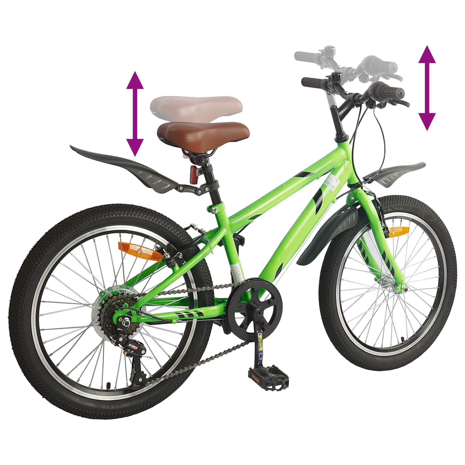 Kinderfahrrad 24 Zoll 6-Speed für 8-12 Jahre alt Grün
