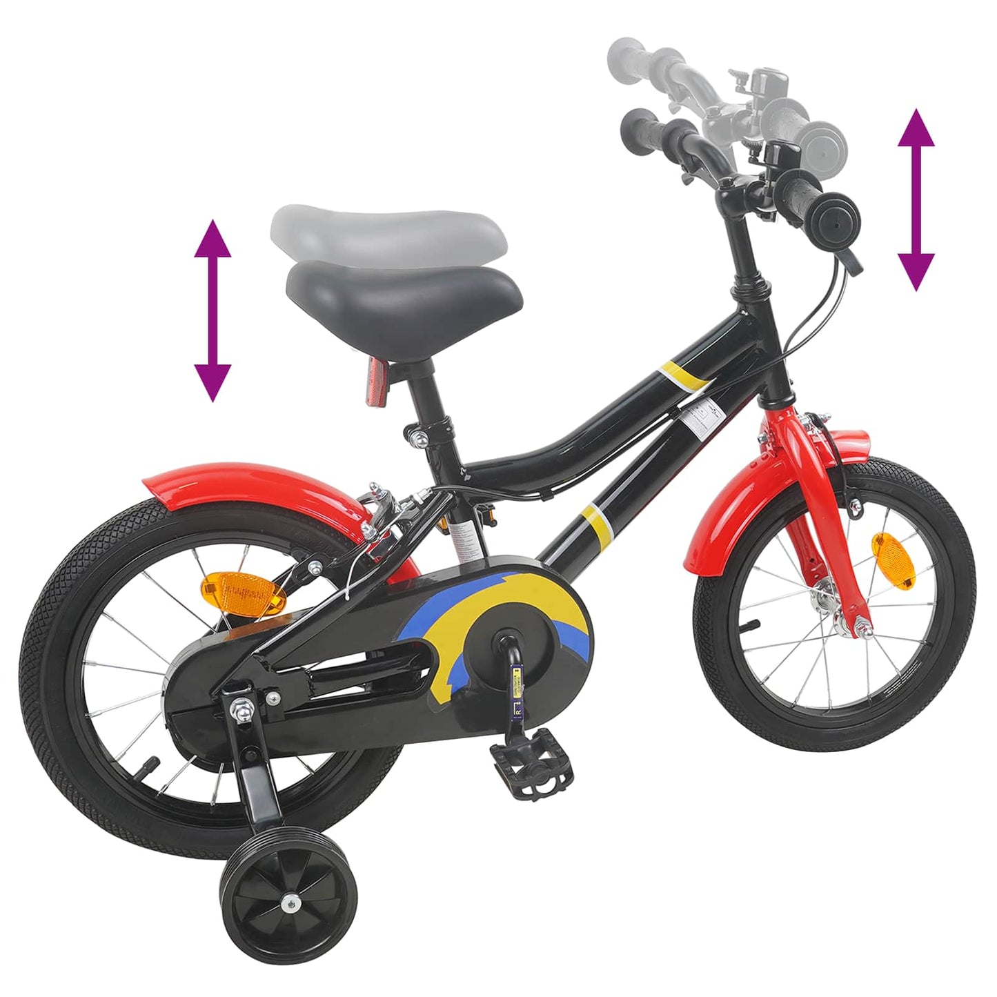 Kinderfahrrad 16 Zoll for 4-6 Years Old Schwarz Rot