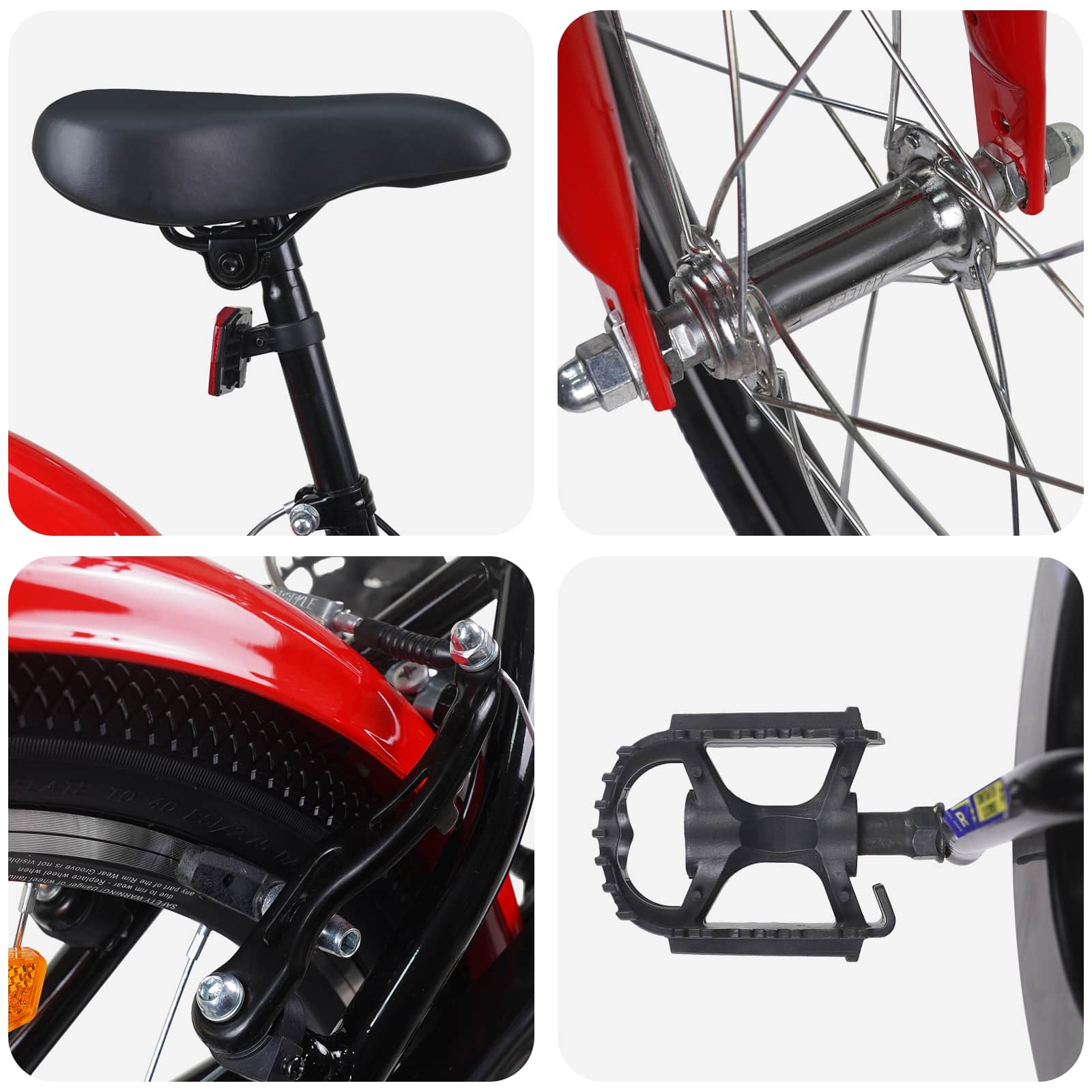 Kinderfahrrad 18 Zoll for 5-7 Years Old Schwarz Rot