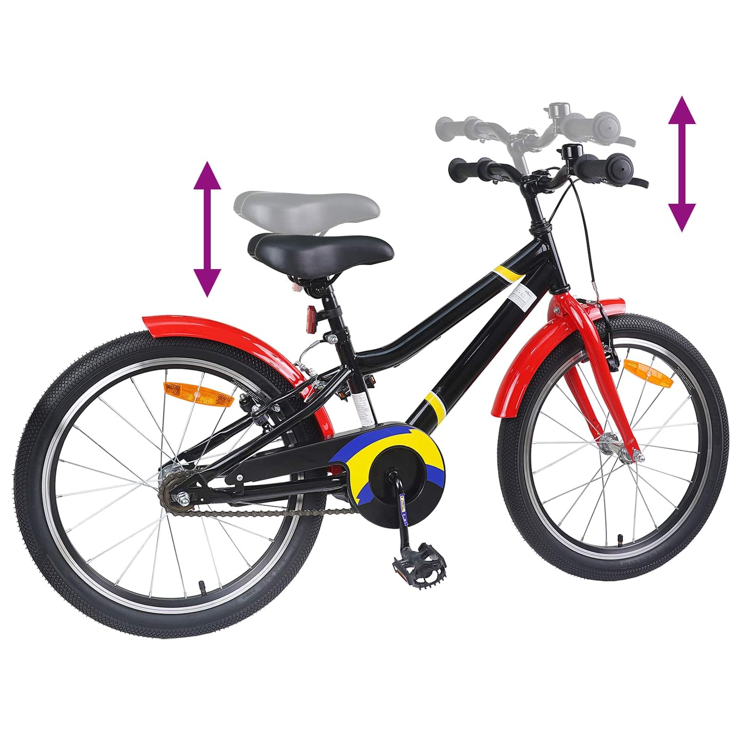 Kinderfahrrad 18 Zoll for 5-7 Years Old Schwarz Rot