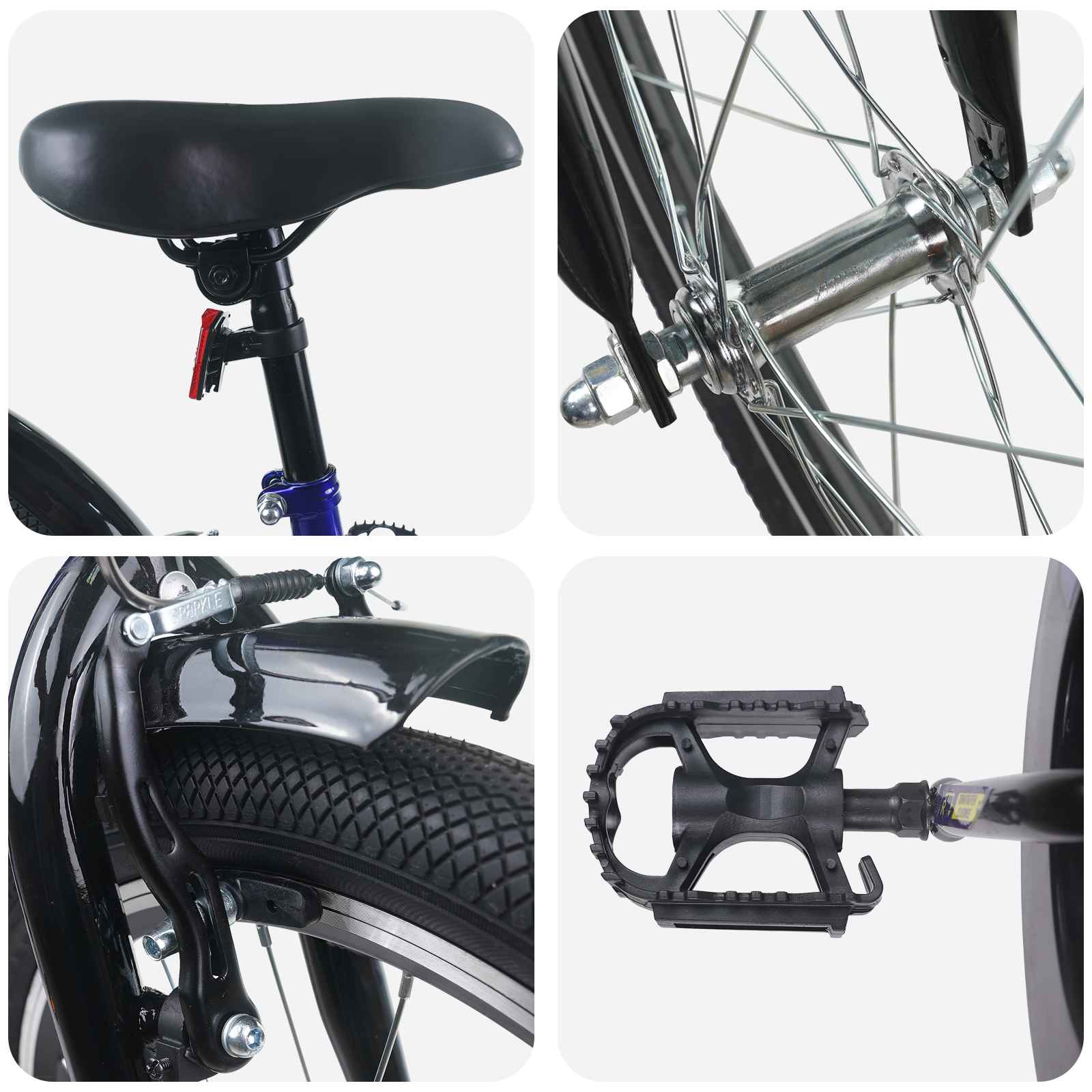 Kinderfahrrad 22 Zoll for 7-12 Years Old Blau Schwarz