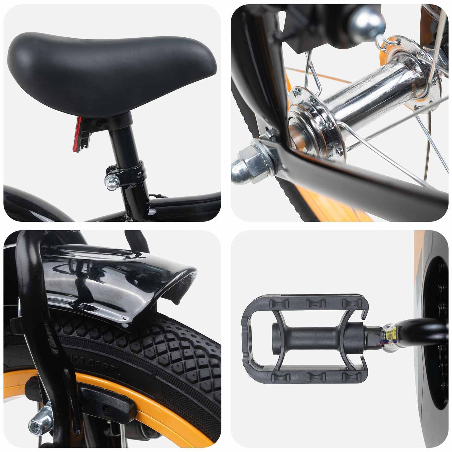 Kinderfahrrad 14 Zoll for 3-5 Years Old Orange und Schwarz