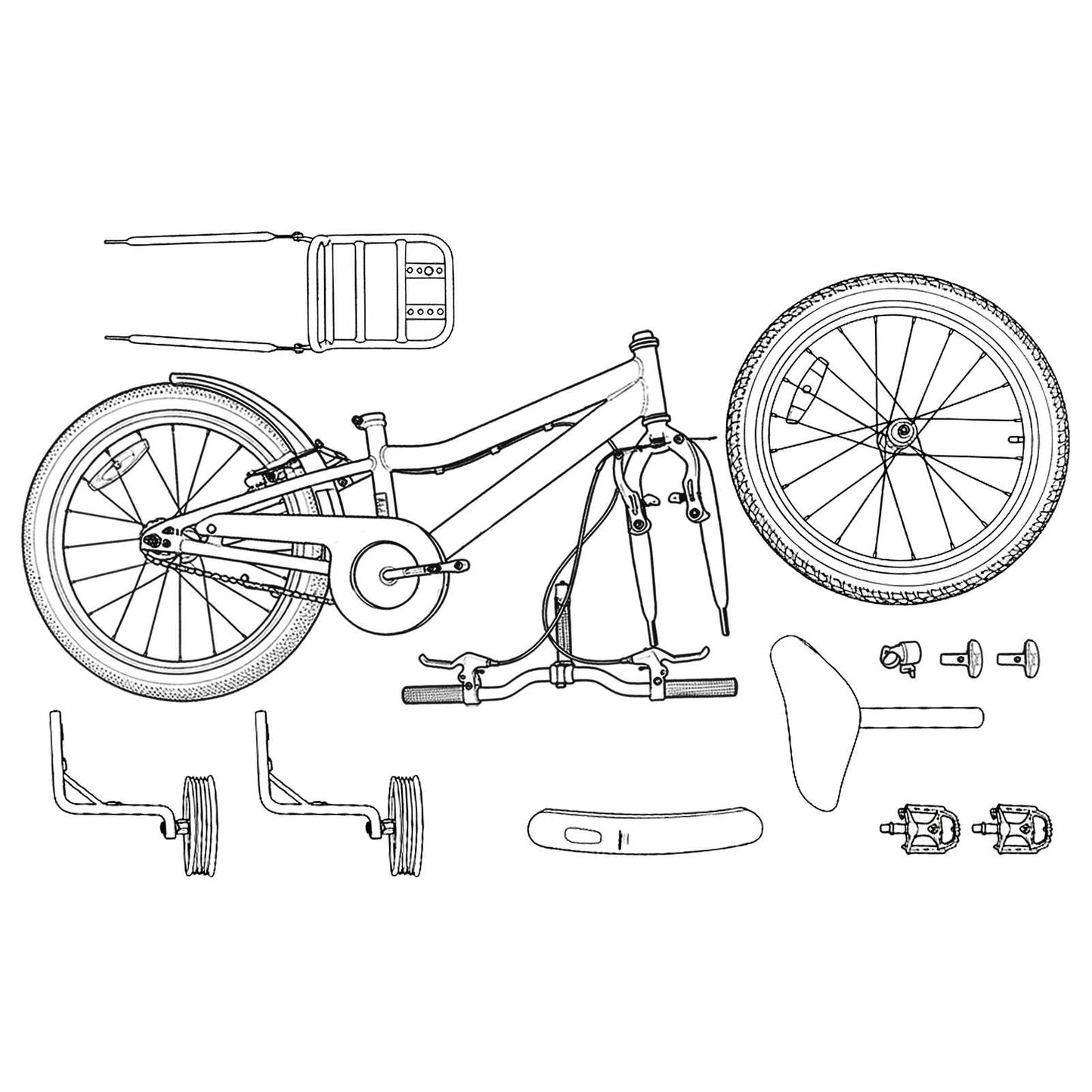 Kinderfahrrad 14 Zoll for 3-5 Years Old Orange und Schwarz