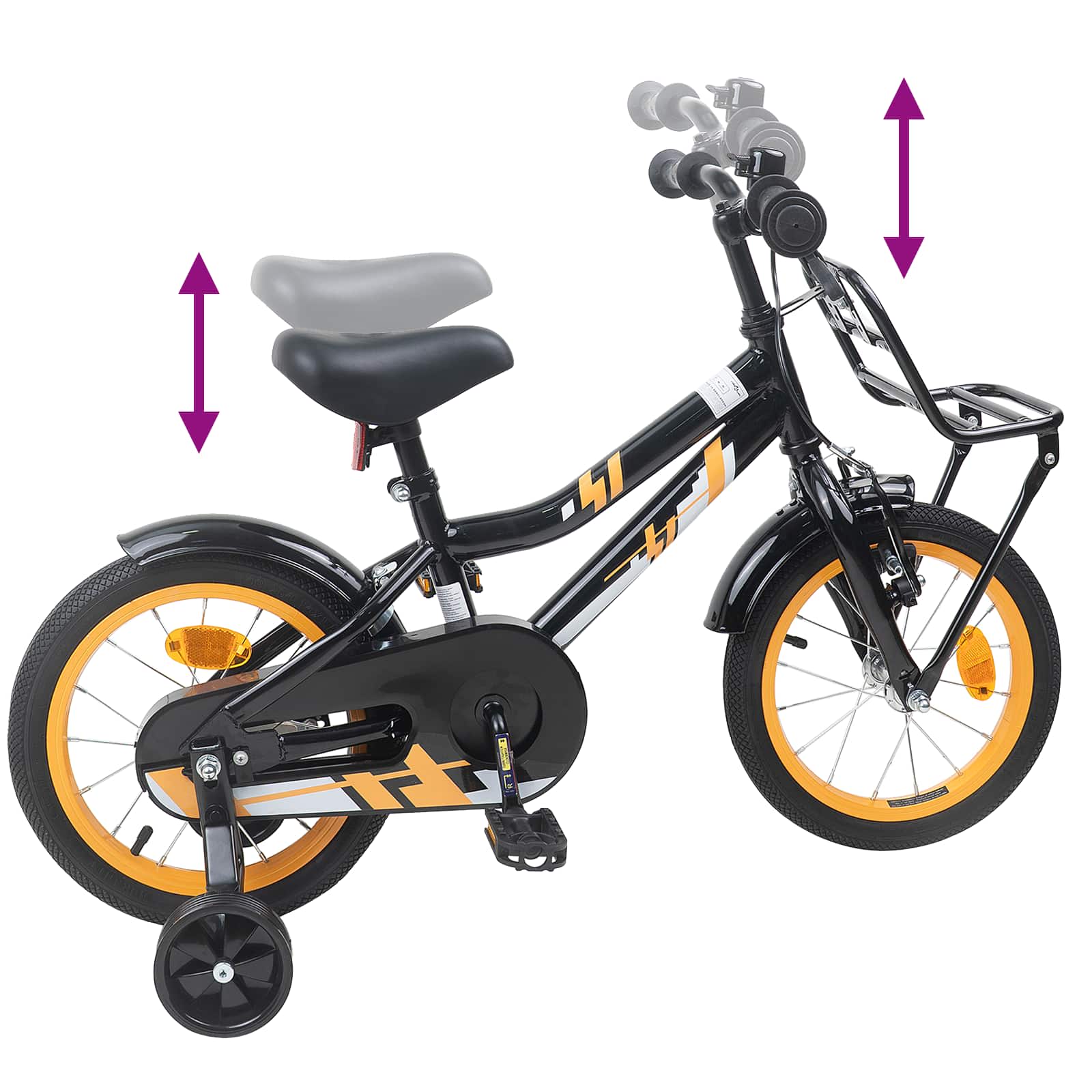 Kinderfahrrad 16 Zoll for 4-6 Years Old Orange Schwarz