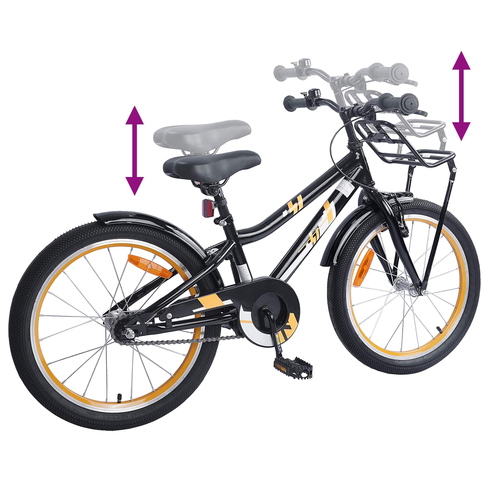 Kinderfahrrad 18 Zoll for 5-7 Years Old Orange Schwarz
